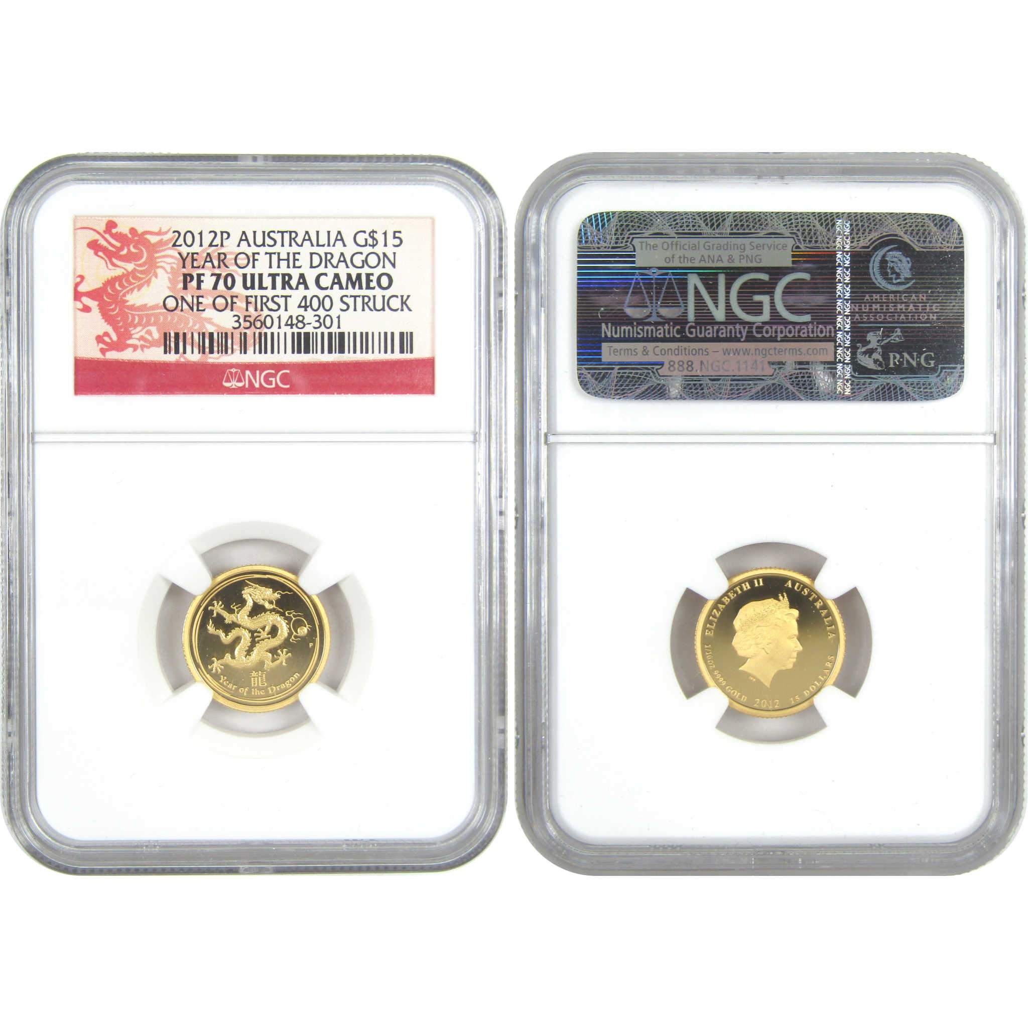 2012 Year of Dragon 2 Piece Set PF 70 NGC Gold Bullion SKU:CPC8157