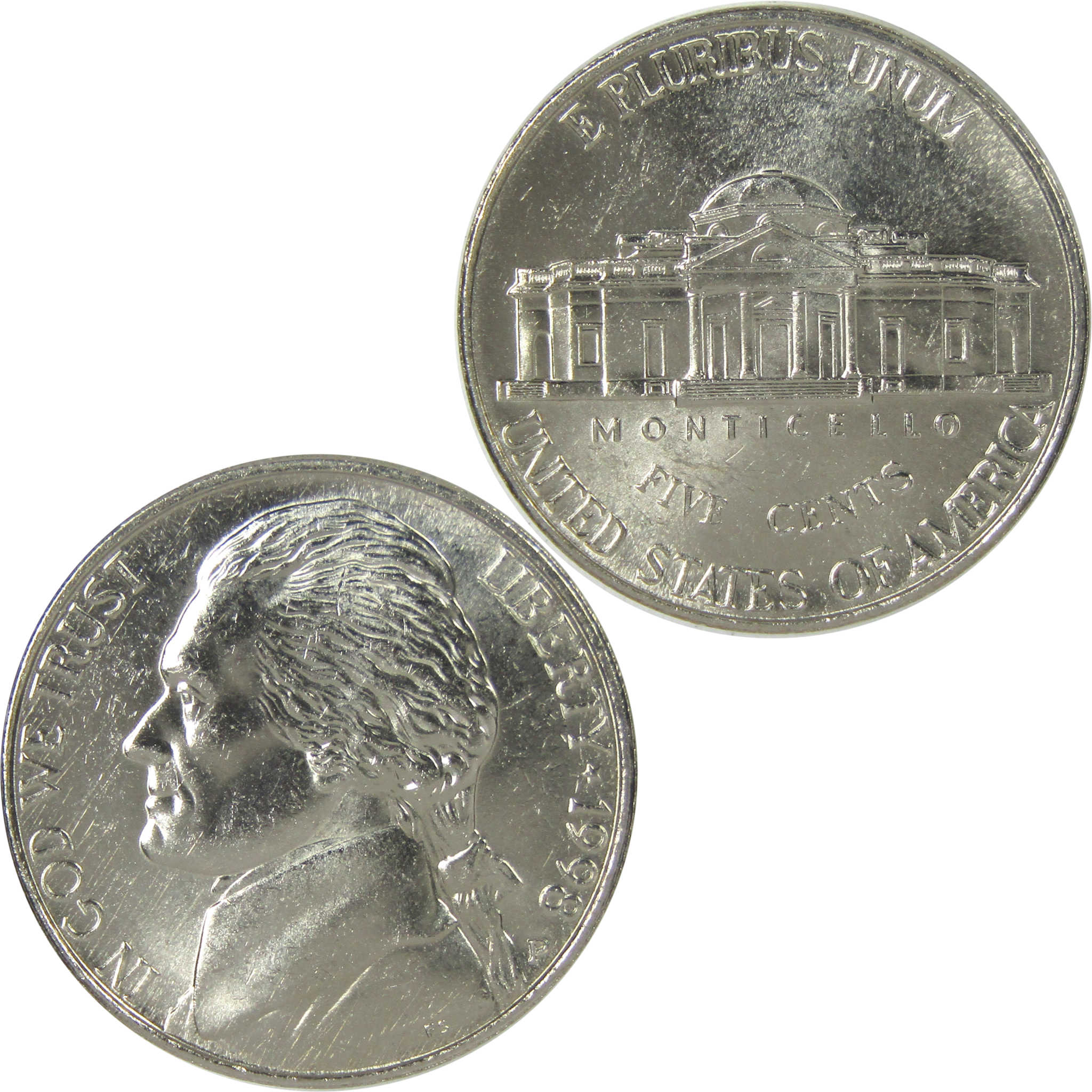 1998 P Jefferson Nickel Uncirculated 5c Coin