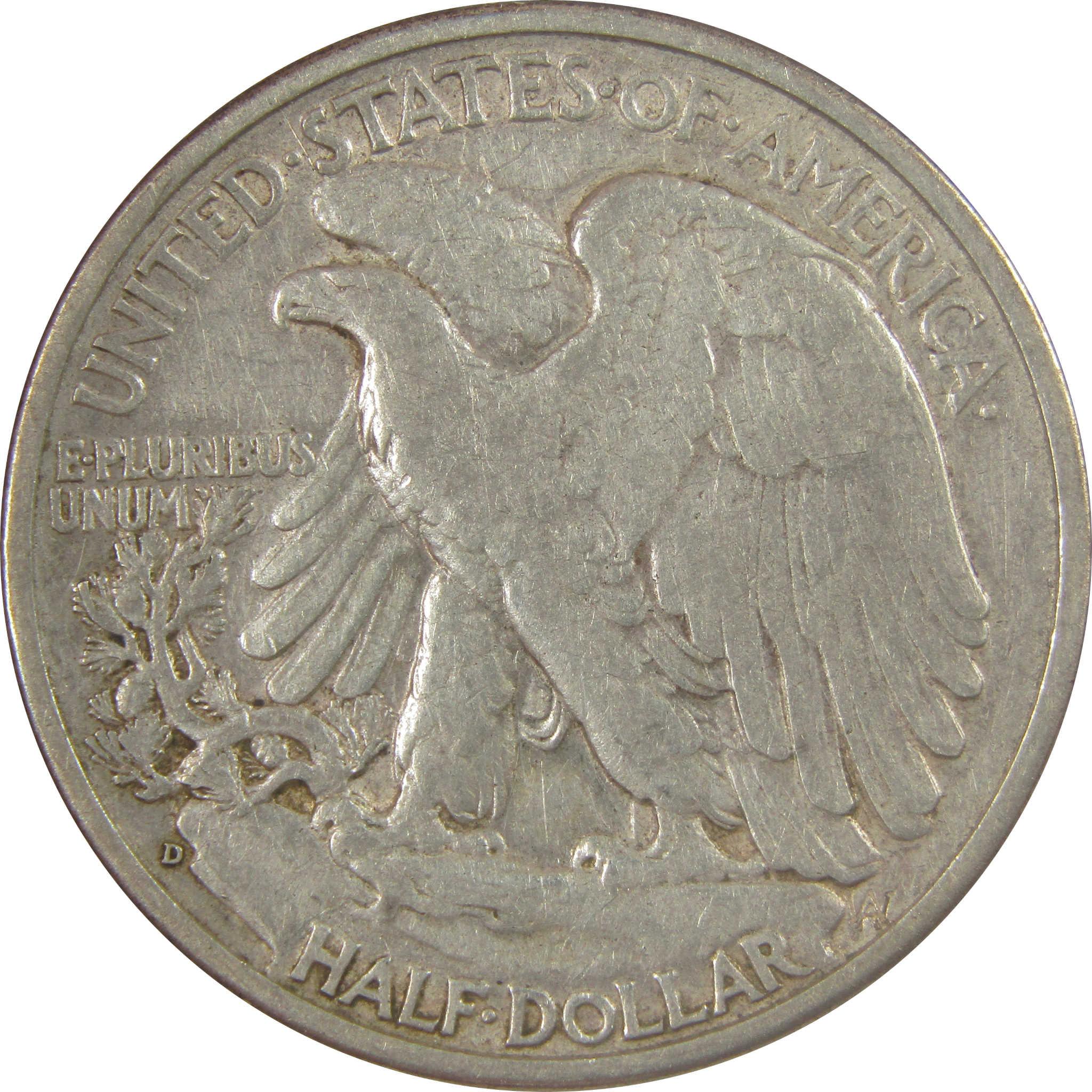 1938 D Liberty Walking Silver 50c VF Very Fine Details SKU:I25143