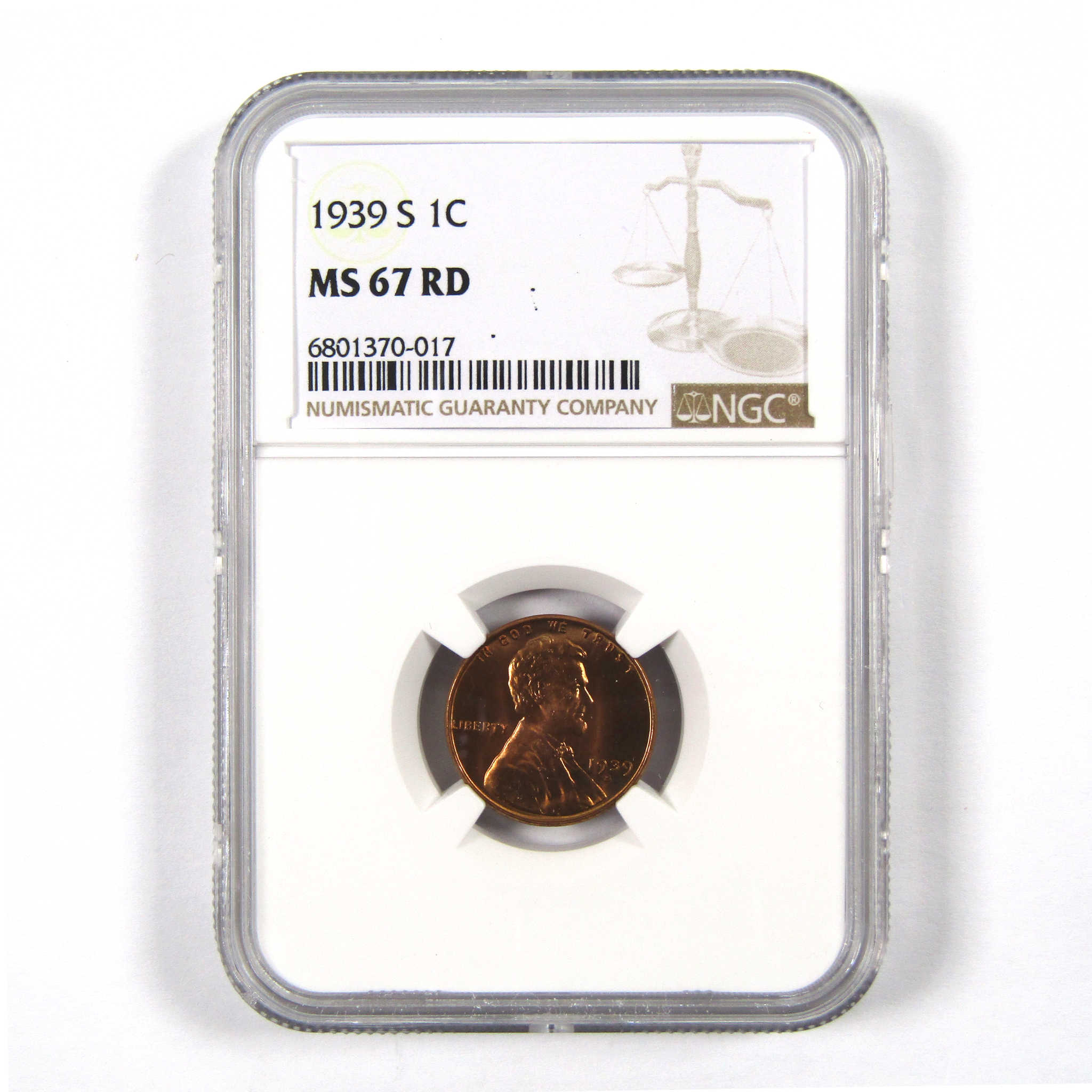 1939 S Lincoln Wheat Cent MS 67 RD NGC Penny 1c Uncirculated SKU:I9711