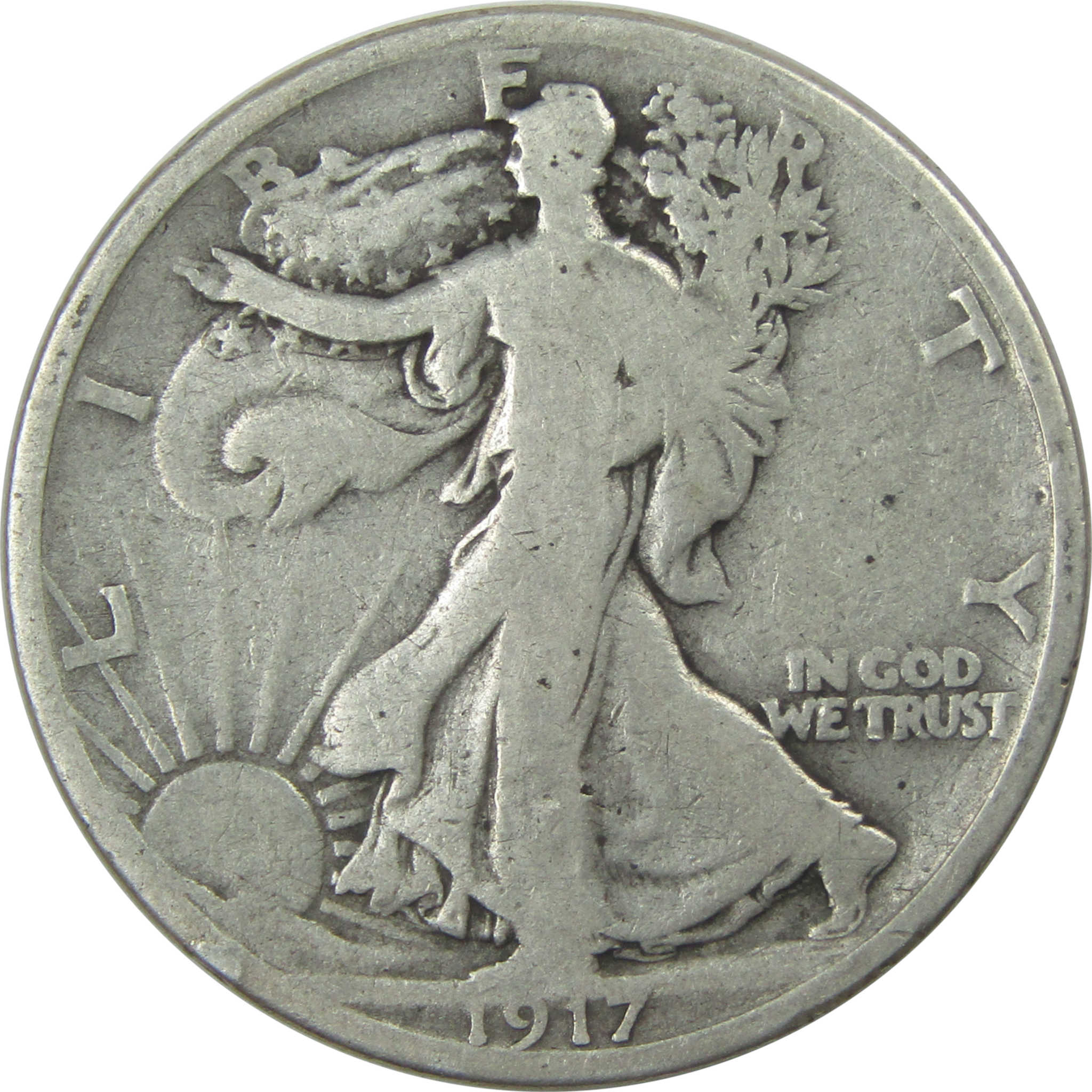 1917 S Reverse Liberty Walking Half Dollar VG Very Good SKU:I15264