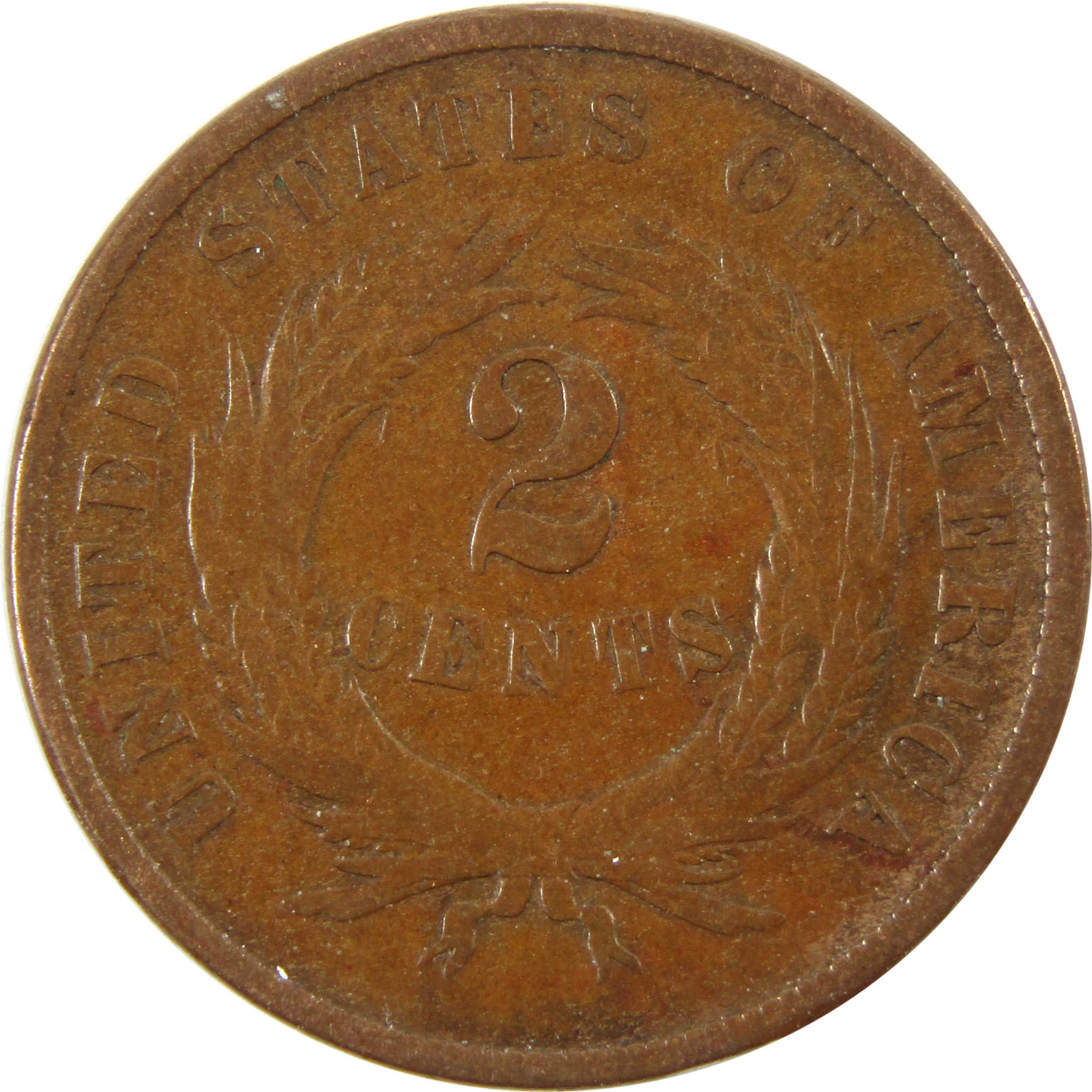 1868 Two Cent Piece F Fine 2c Coin SKU:I10100