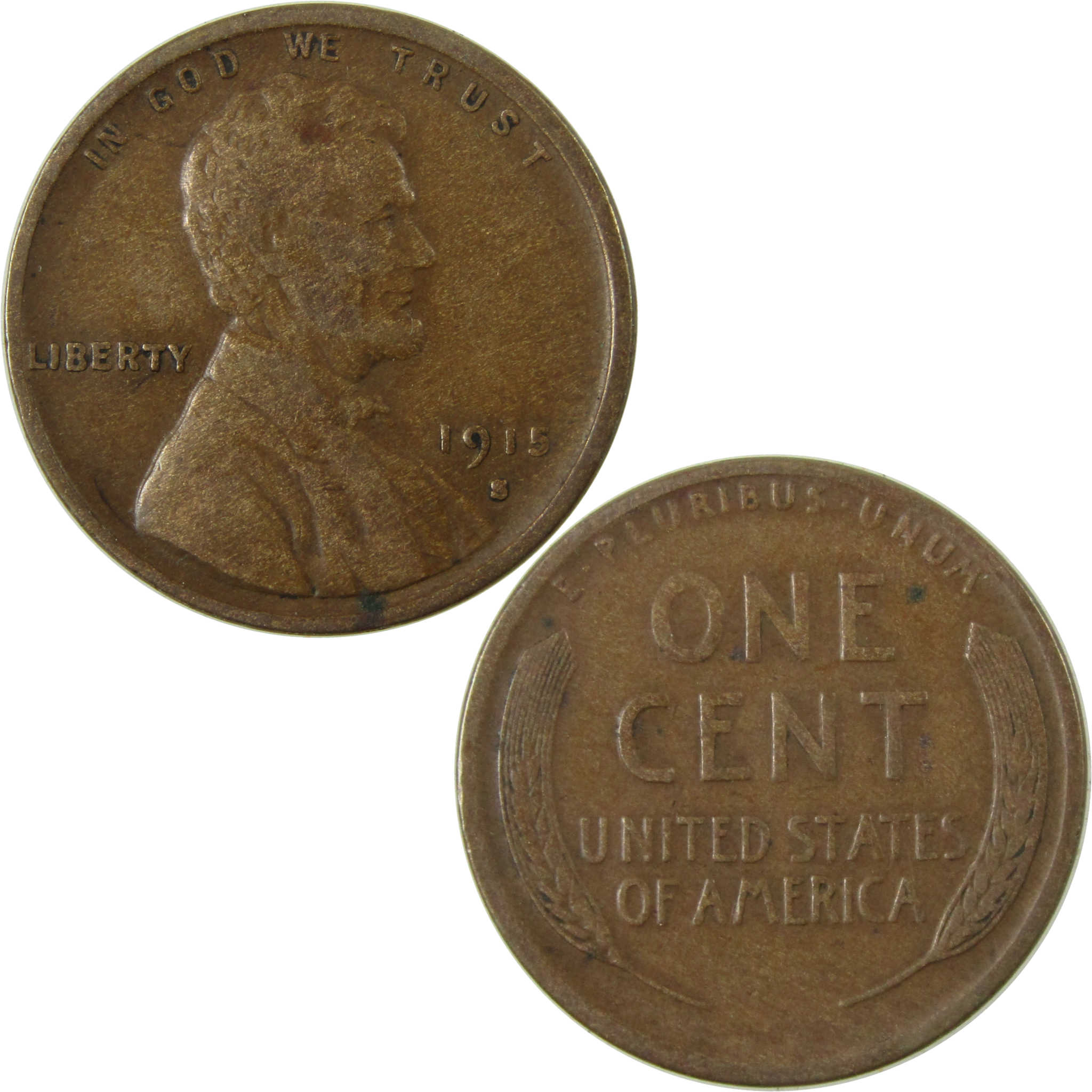 1915 S Lincoln Wheat Cent VF Very Fine Penny 1c Coin SKU:I28129