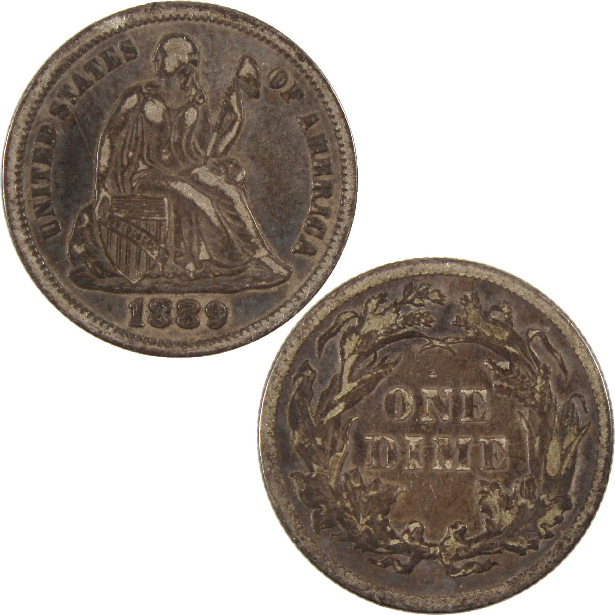 1889 Seated Liberty Dime XF EF Silver 10c Coin SKU:I11541