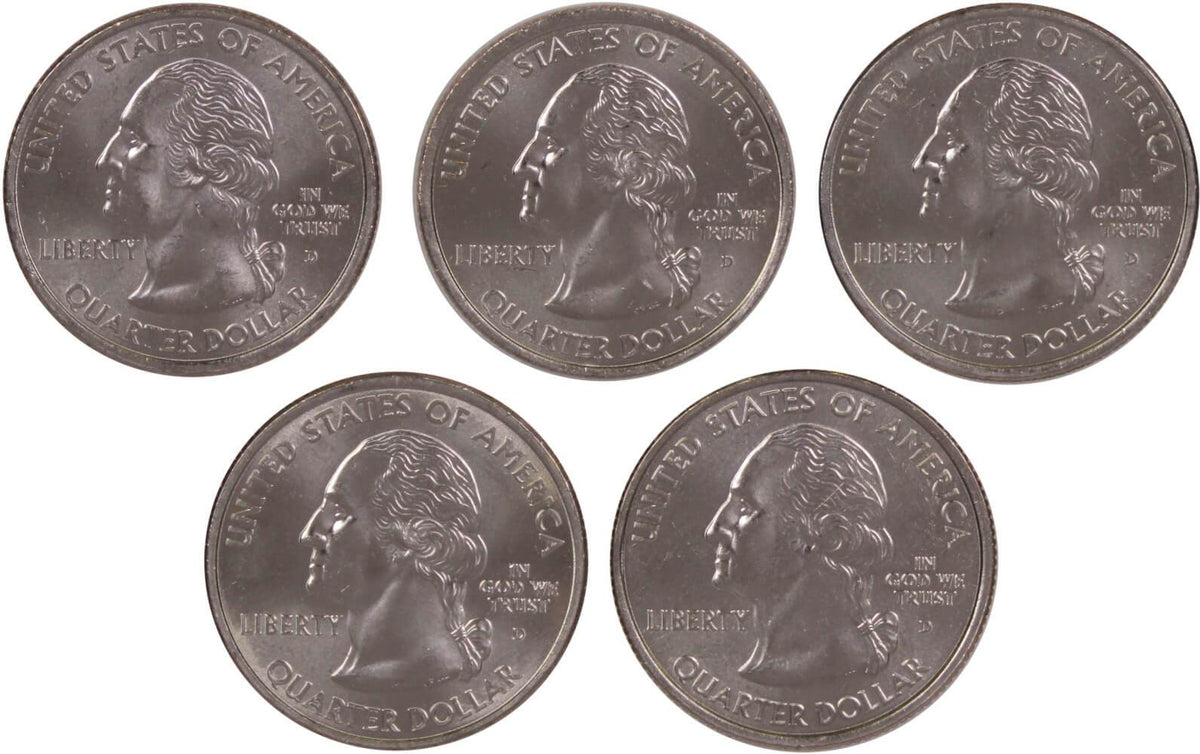 2002 D State Quarter 5 Coin Set Clad Uncirculated Mint State
