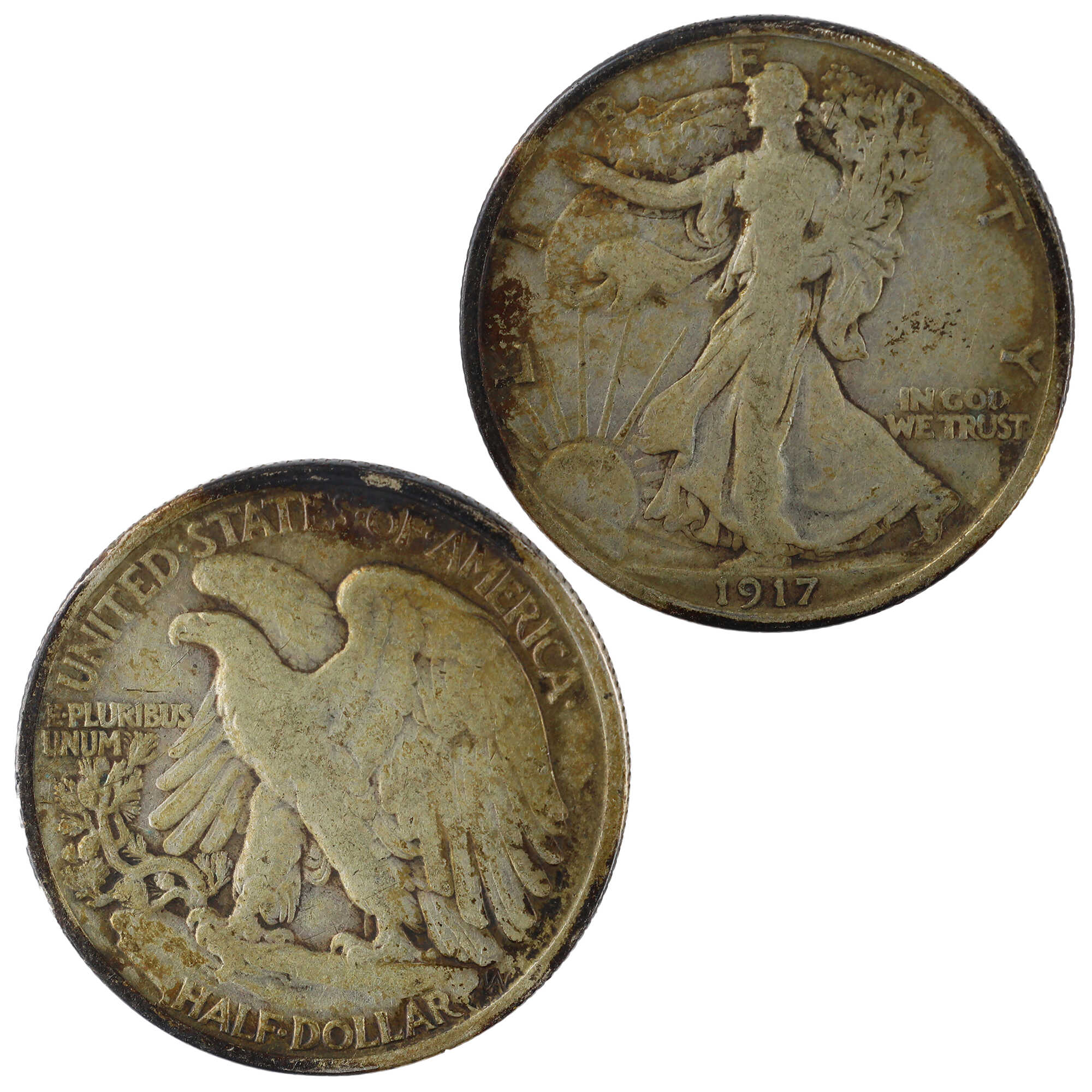 1917 Liberty Walking Half Dollar F Fine Silver 50c Coin SKU:I12032