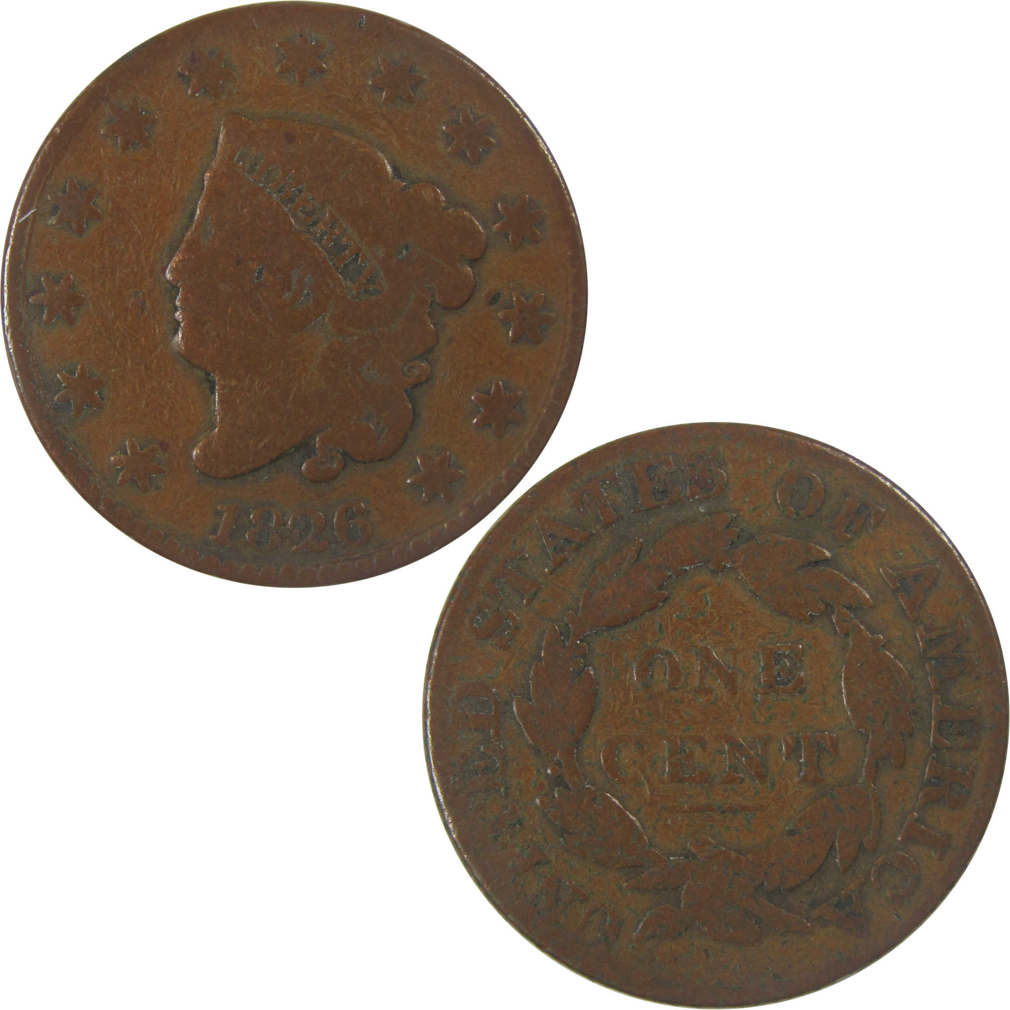 1826 Coronet Head Copper Large Cent VG Very Good Details SKU:I22677
