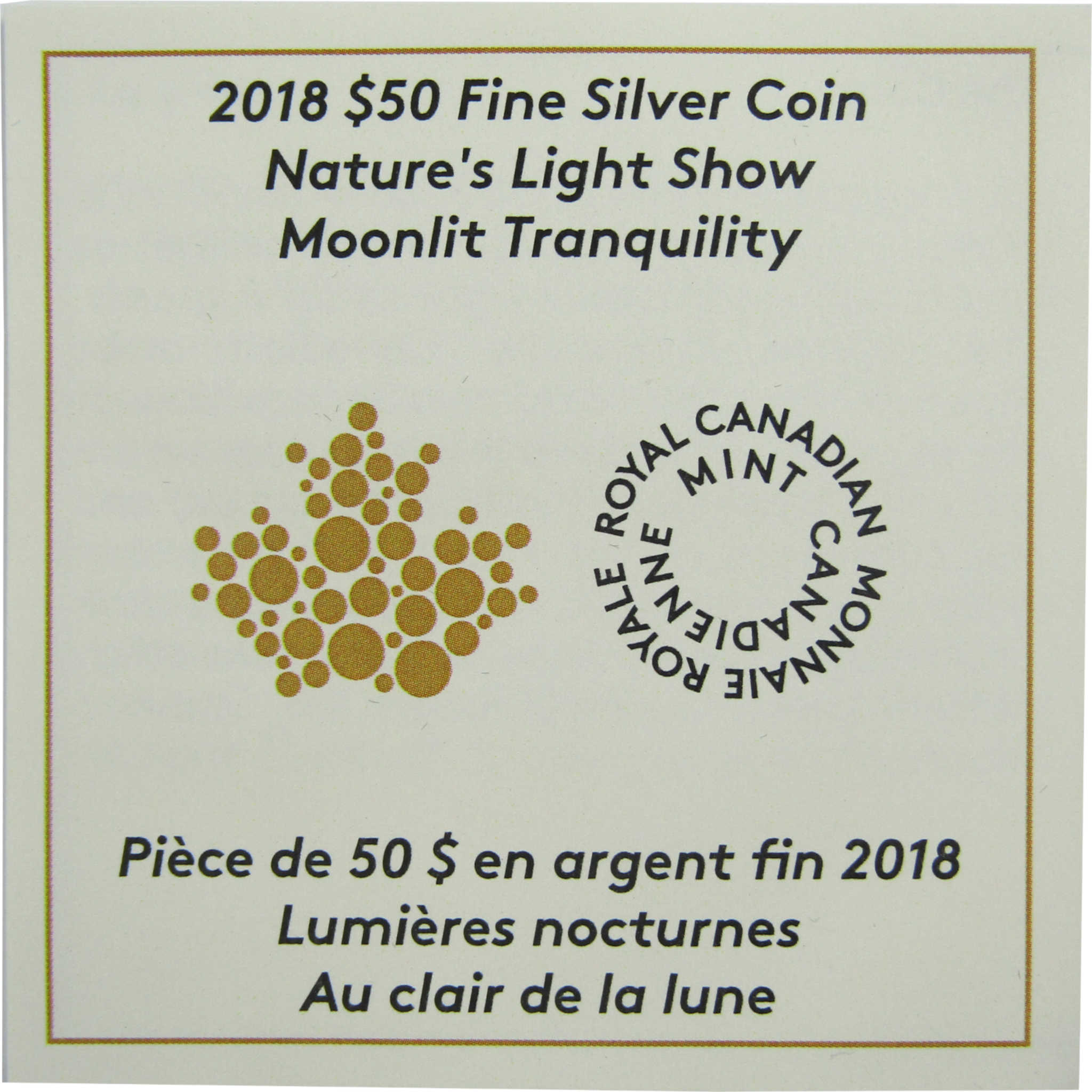 2018 Moonlit Tranquility $50 Canadian 157.6 g Silver SKU:CPC9189