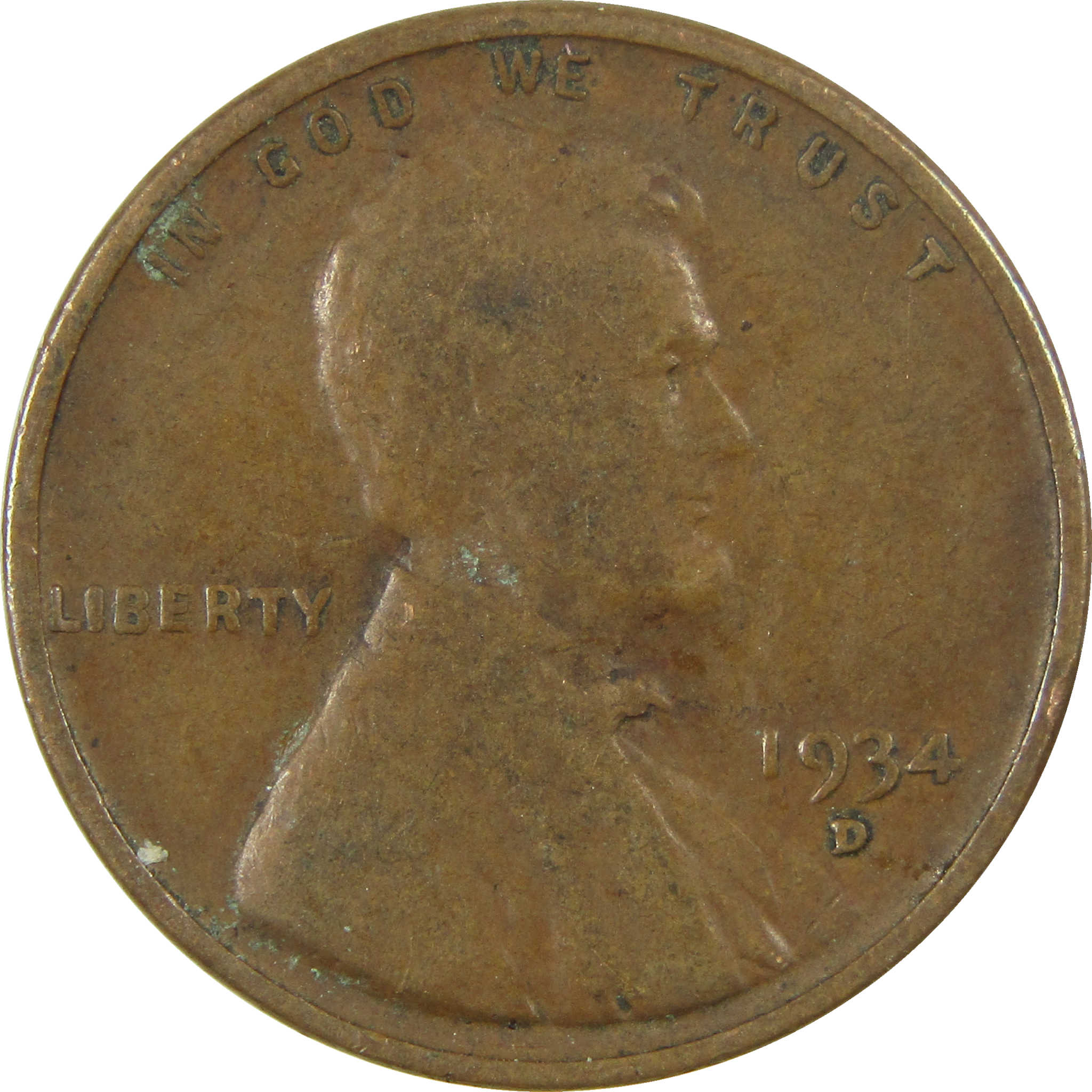 1934 D Lincoln Wheat Cent F Fine Penny 1c Coin Collectible SKU:I26788