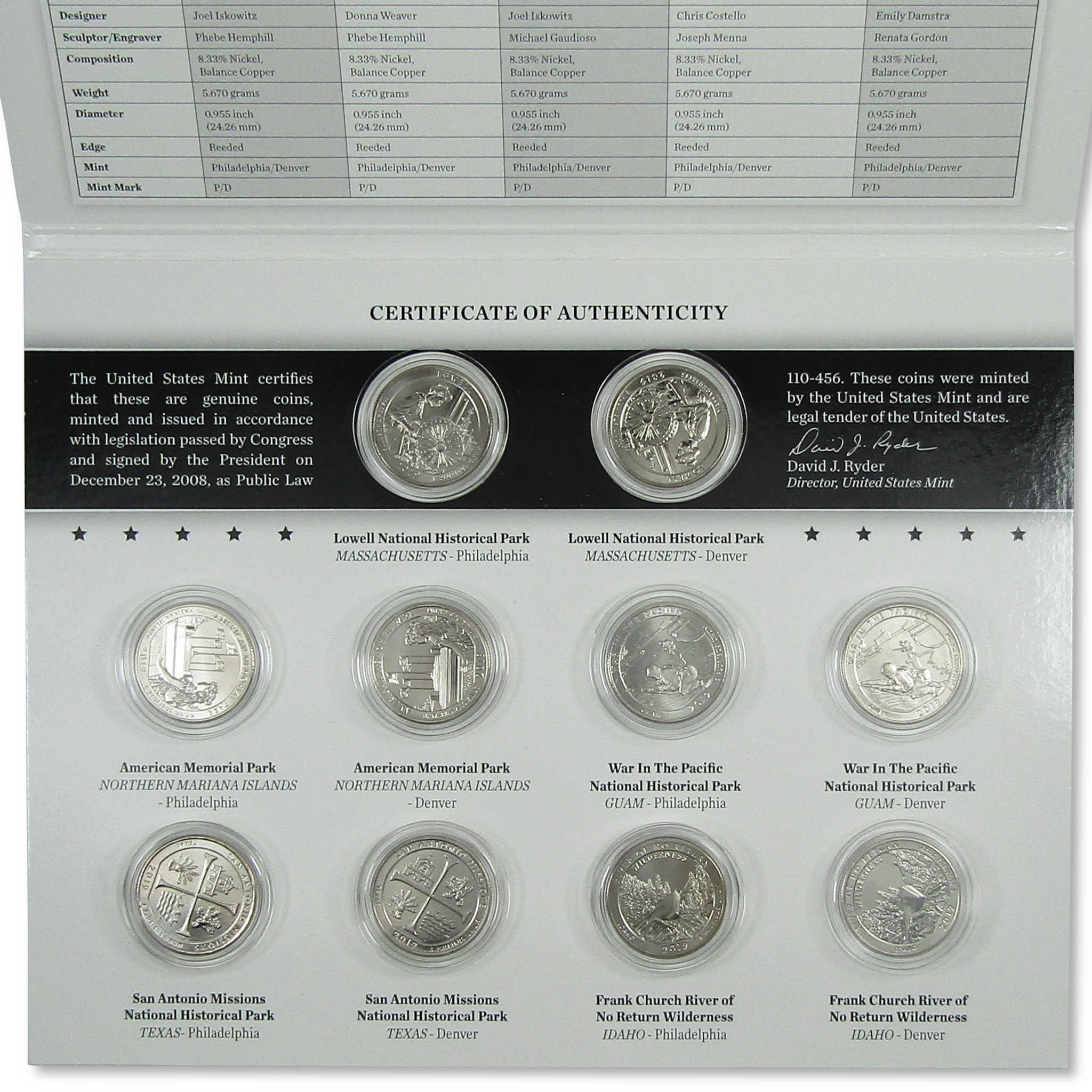 2019 America the Beautiful Quarters Uncirculated Coin Set SKU:CPC8522