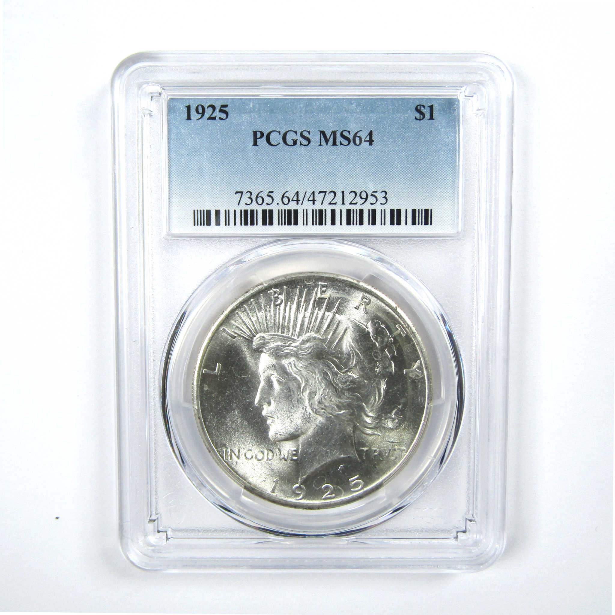 1925 Peace Dollar MS 64 PCGS Silver $1 Uncirculated Coin SKU:I13794
