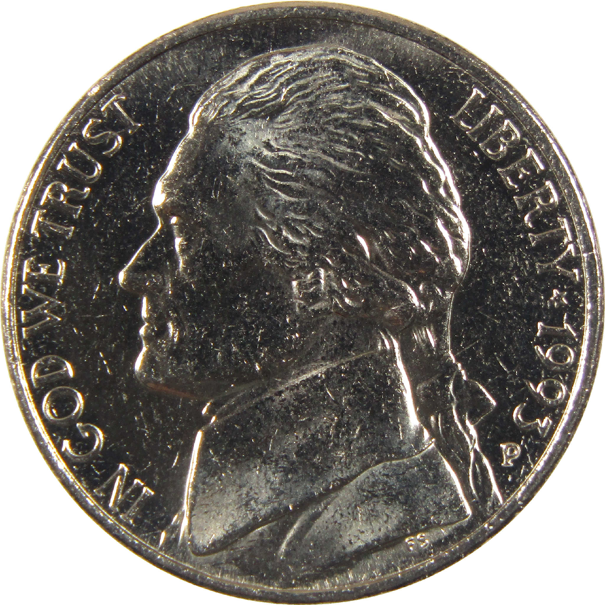 1993 P Jefferson Nickel BU Uncirculated 5c Coin