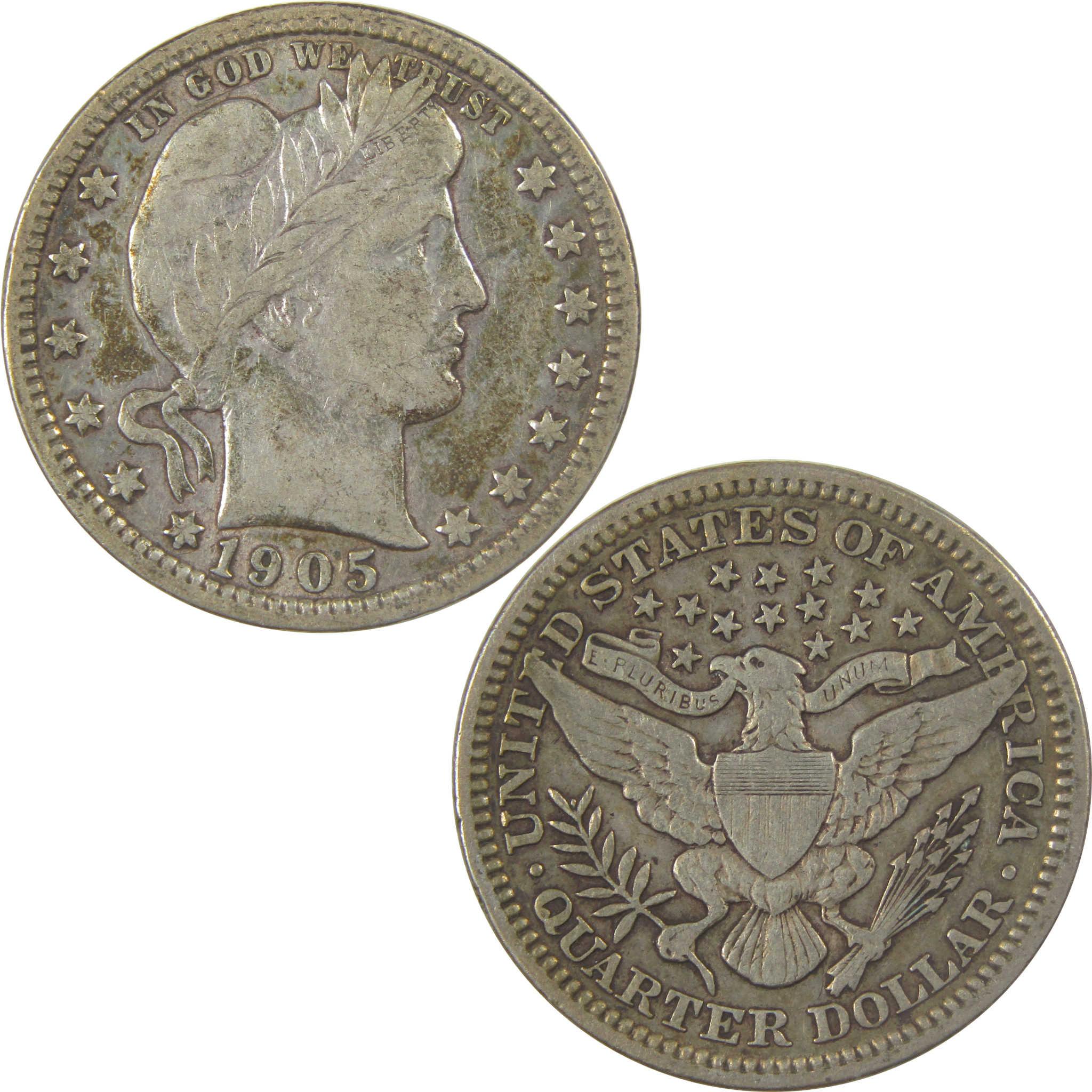 1905 Barber Silver Quarter XF EF Extremely Fine 25c Coin SKU:I24584