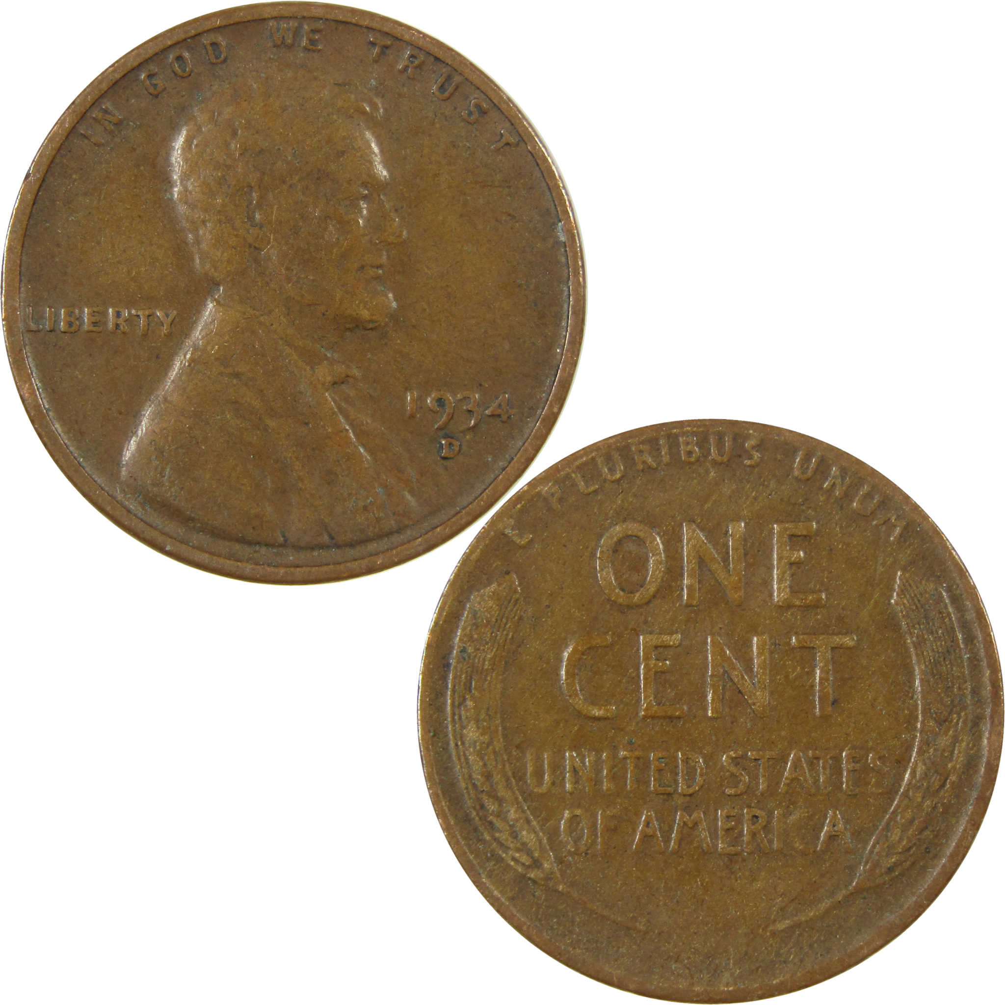 1934 D Lincoln Wheat Cent F Fine Penny 1c Coin Collectible SKU:I26791