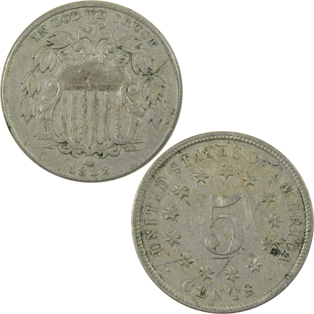 1883 Shield Nickel XF EF Extremely Fine 5c Coin Collectible SKU:CP1753