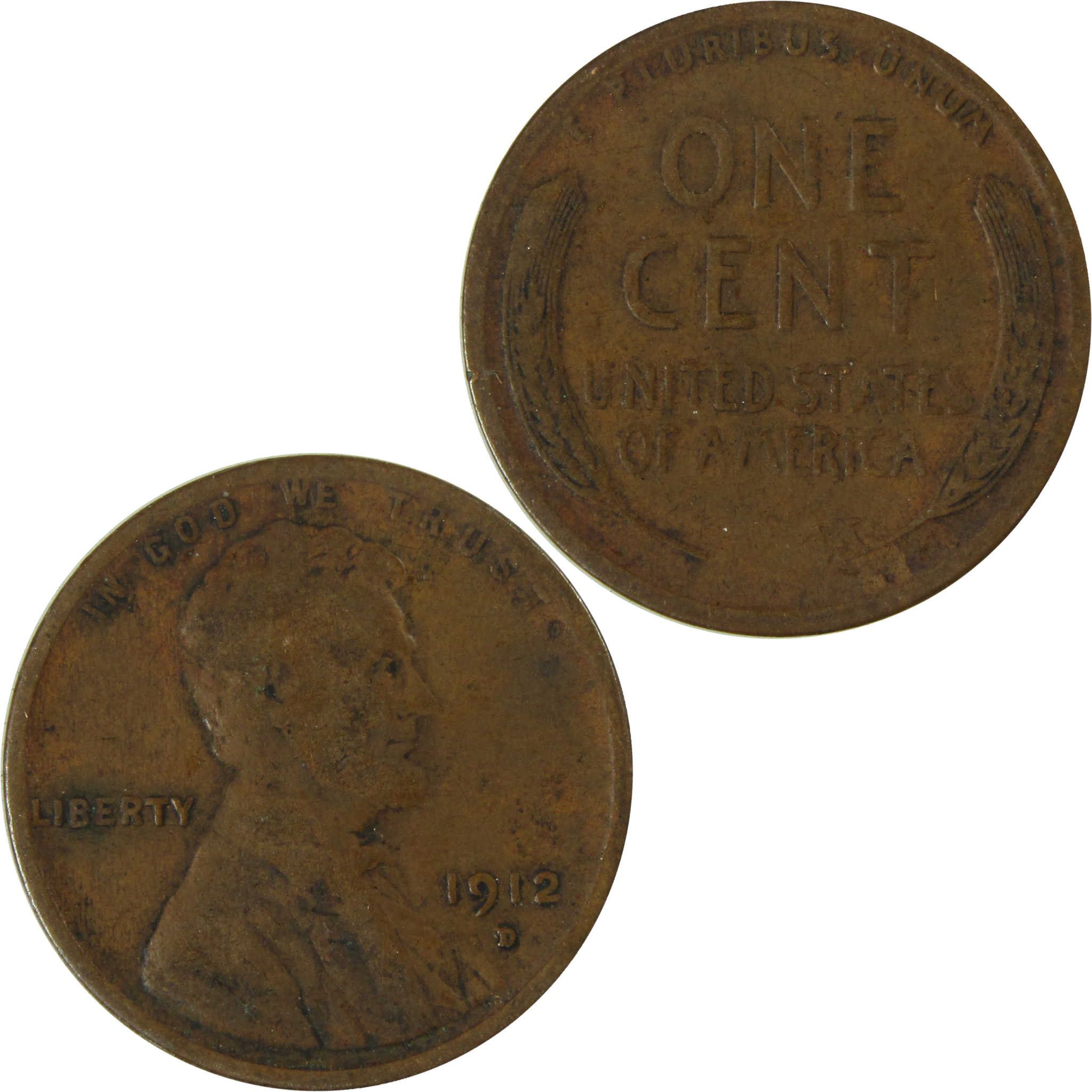 1912 D Lincoln Wheat Cent VG Very Good Penny 1c Coin SKU:I26739