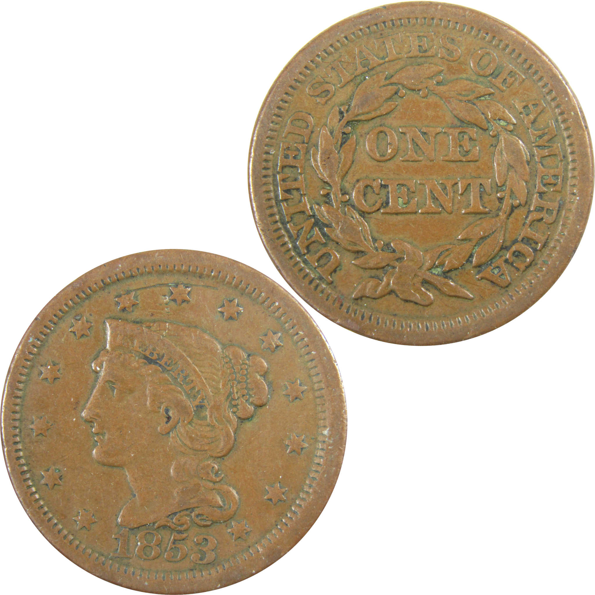 1853 Braided Hair Copper Large Cent VF Very Fine SKU:I28207