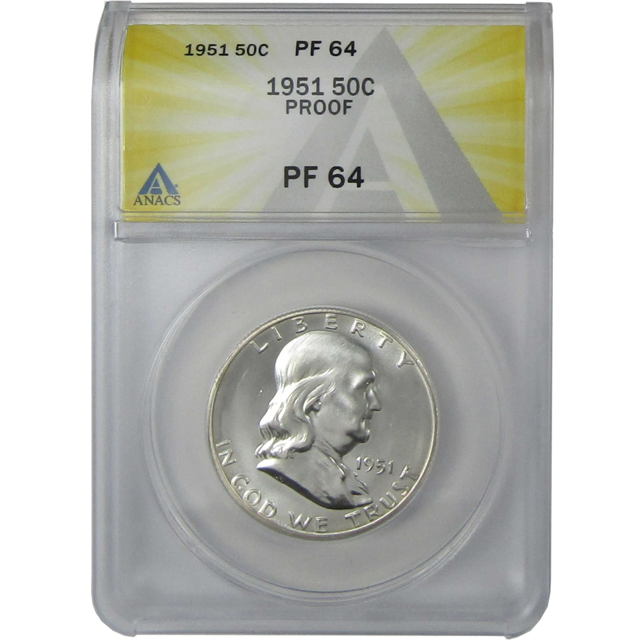 1951 Franklin Silver Half Dollar PF 64 ANACS Proof 50c Coin SKU:I25592