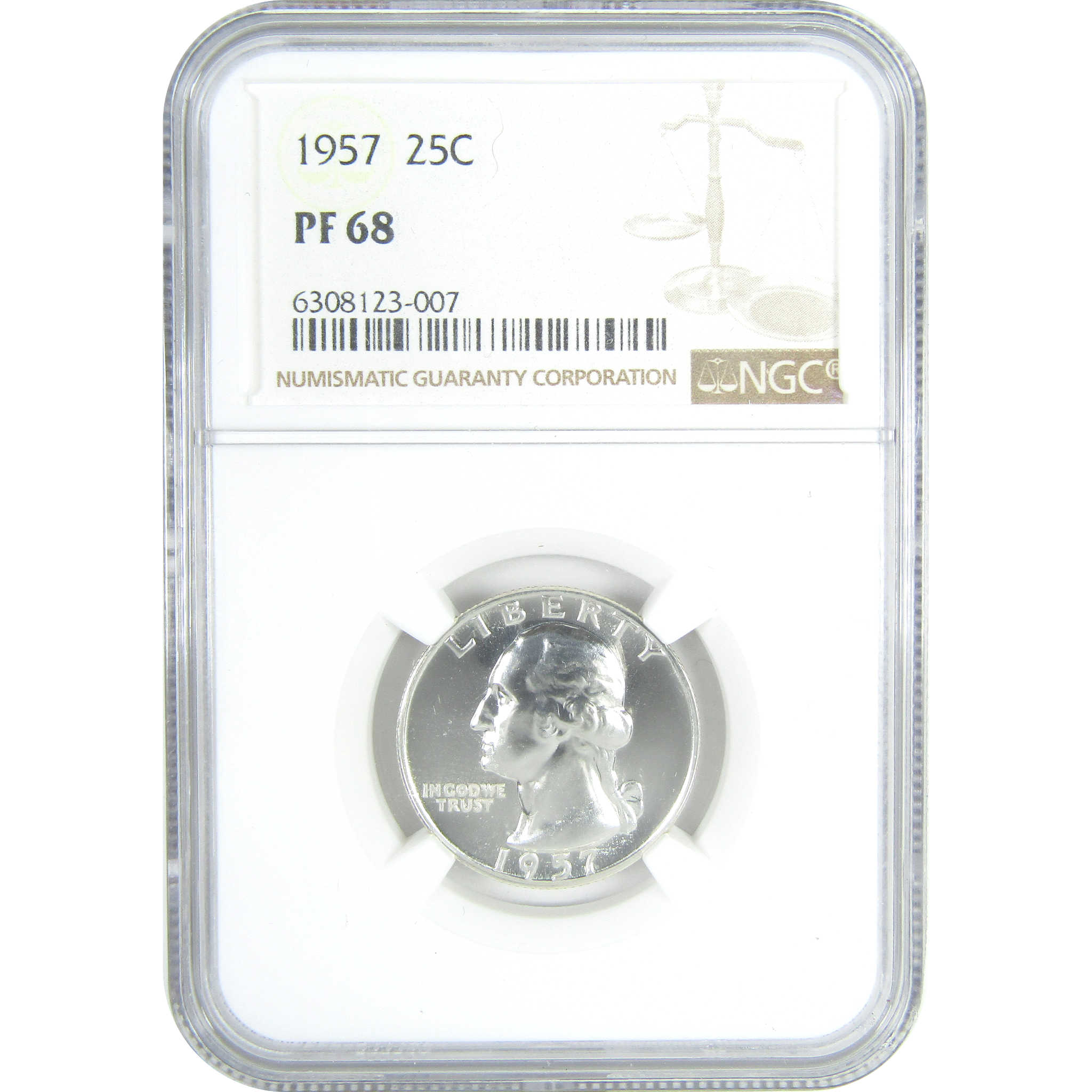 1957 Washington Quarter PF 68 NGC Silver Proof 25c Coin SKU:CPC9626