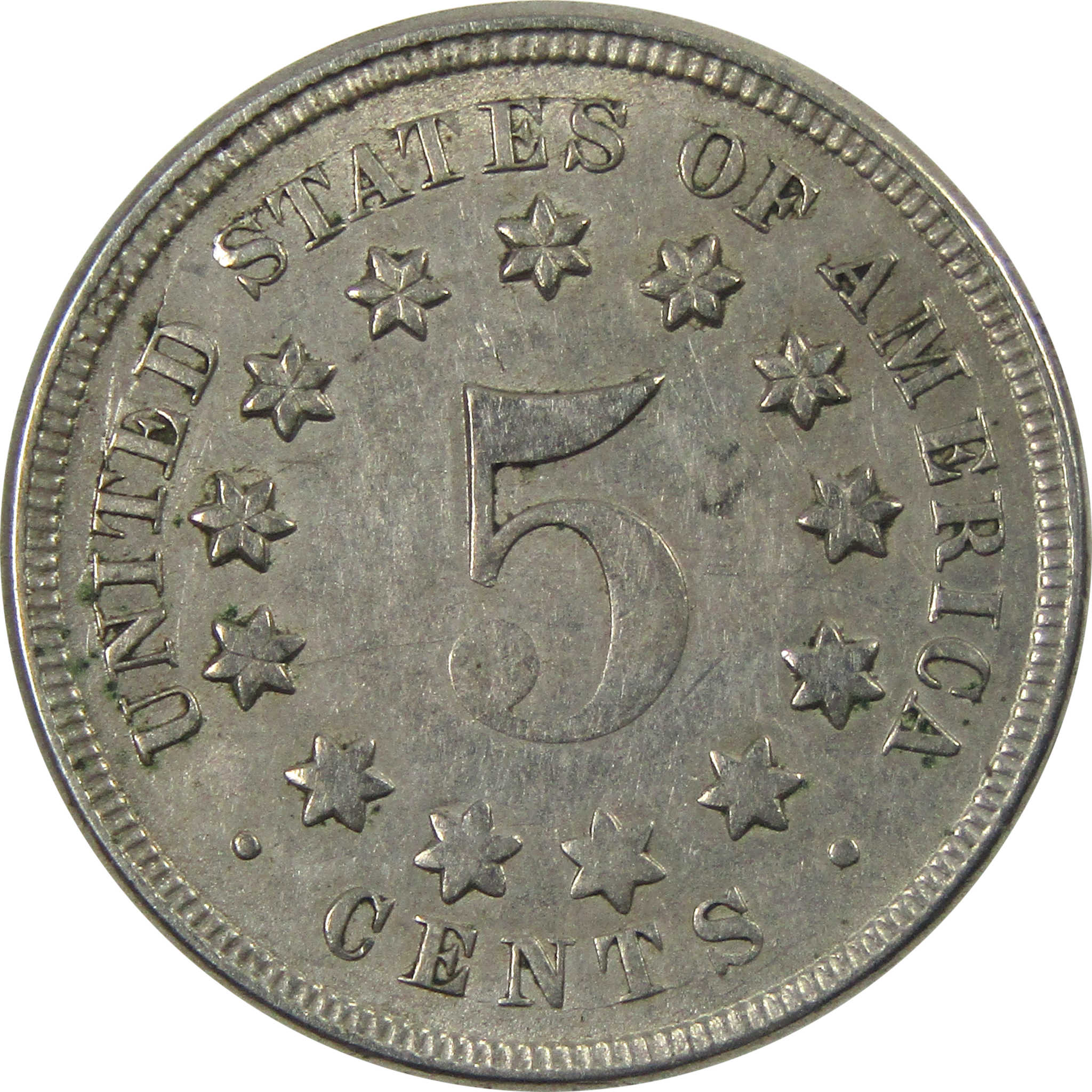 1867 No Rays Shield Nickel VF Very Fine 5c Coin SKU:I13962