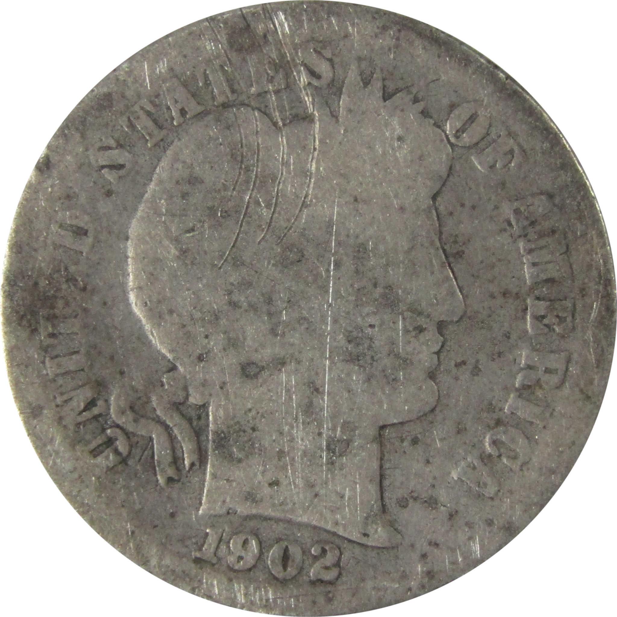 1902 S Barber Silver Dime AG About Good Details 10c Coin SKU:CP1006