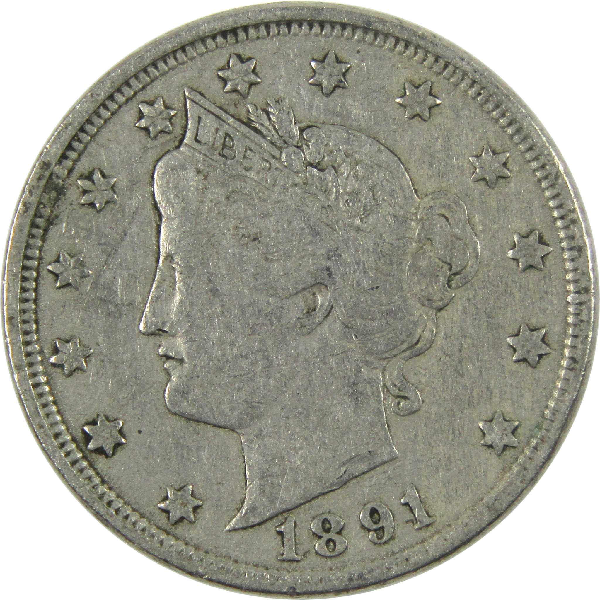 1891 Liberty Head V Nickel VF Very Fine 5c Coin SKU:I14367