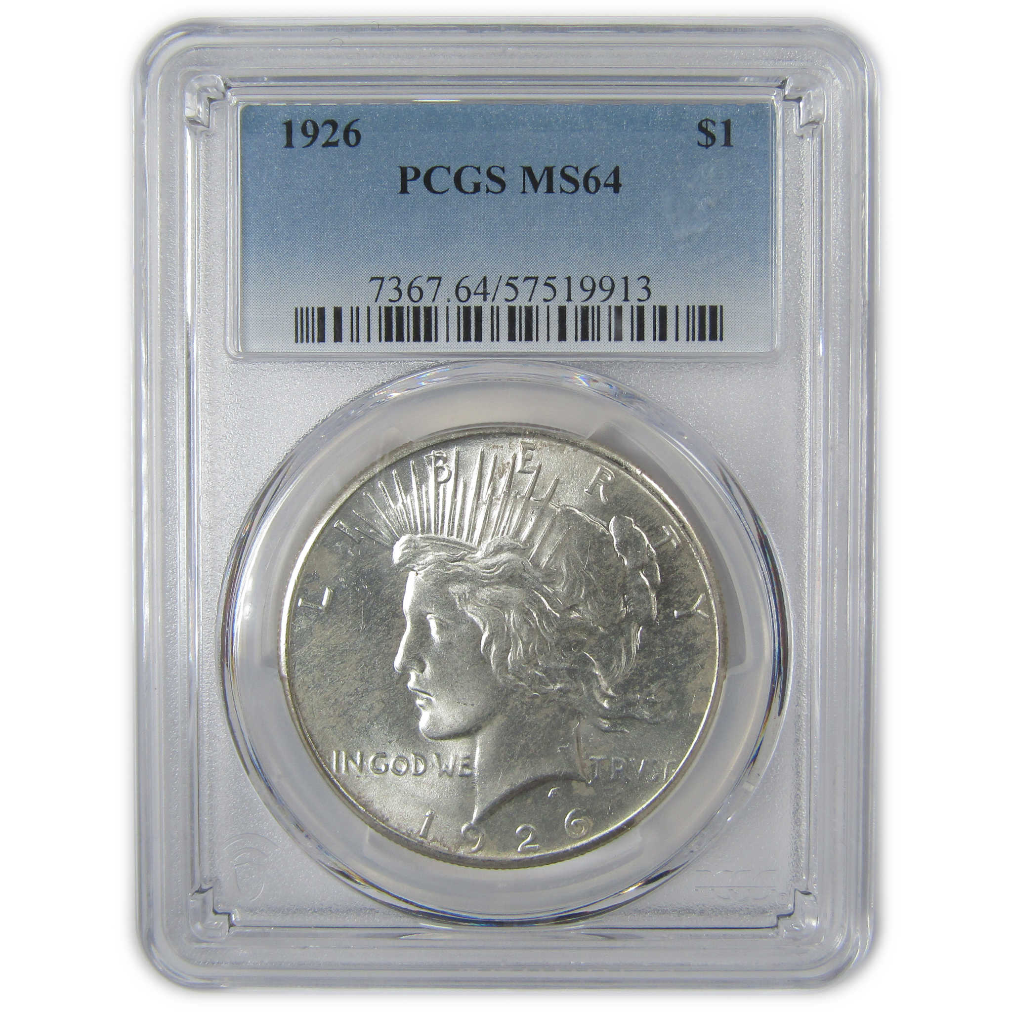 1926 Peace Dollar MS 64 PCGS Silver Uncirculated $1 Coin SKU:I23306