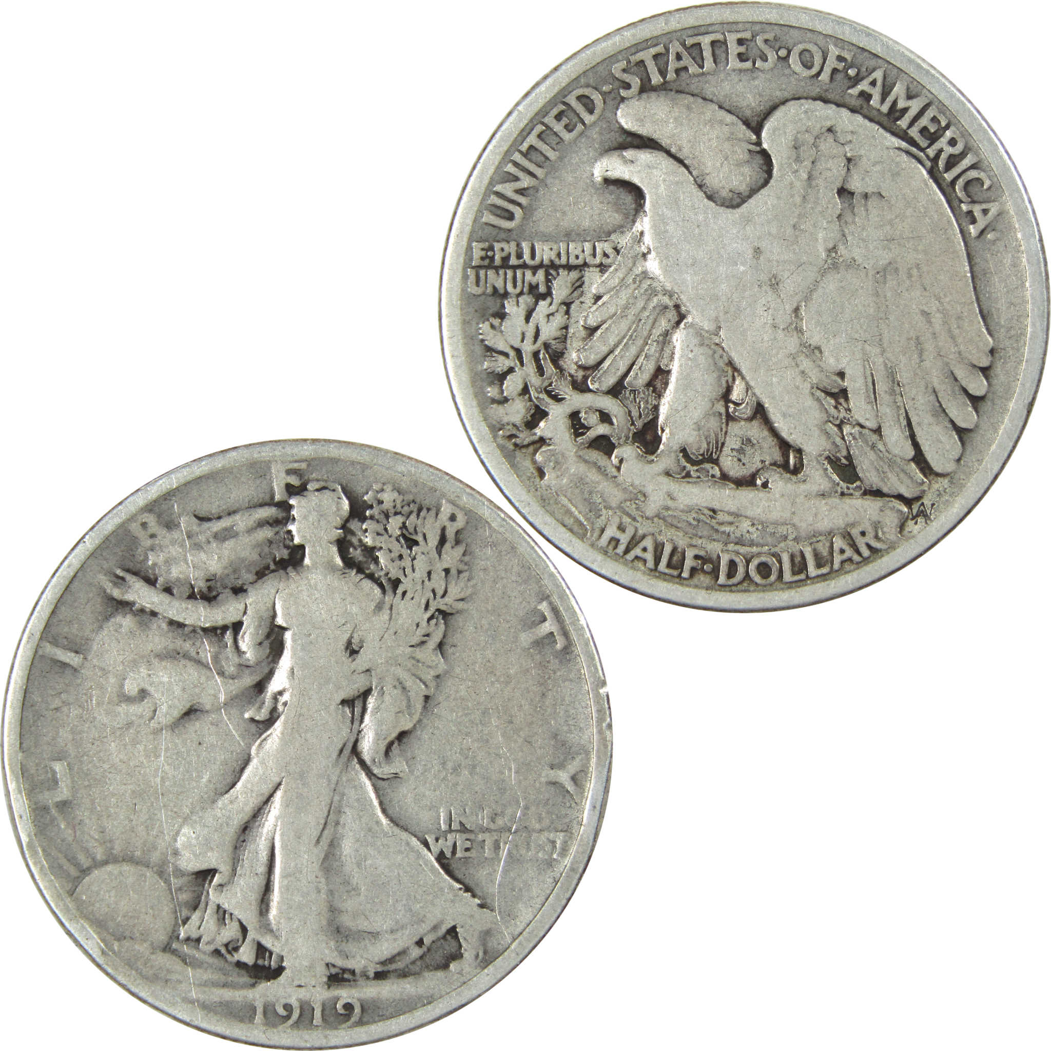 1919 Liberty Walking Half Dollar VG Details Silver SKU:I13712