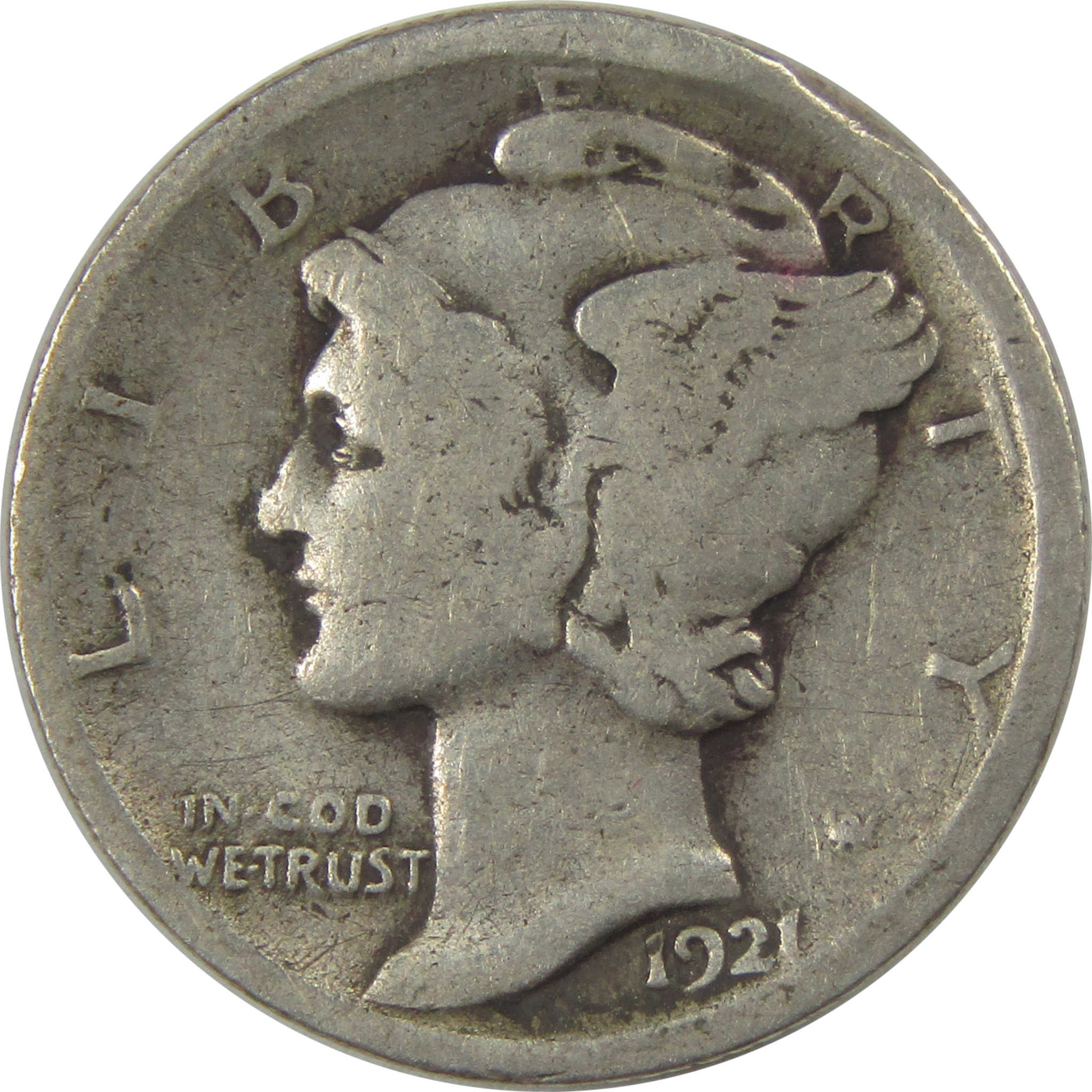 1921 Mercury Dime G Good Silver 10c Coin SKU:I22422