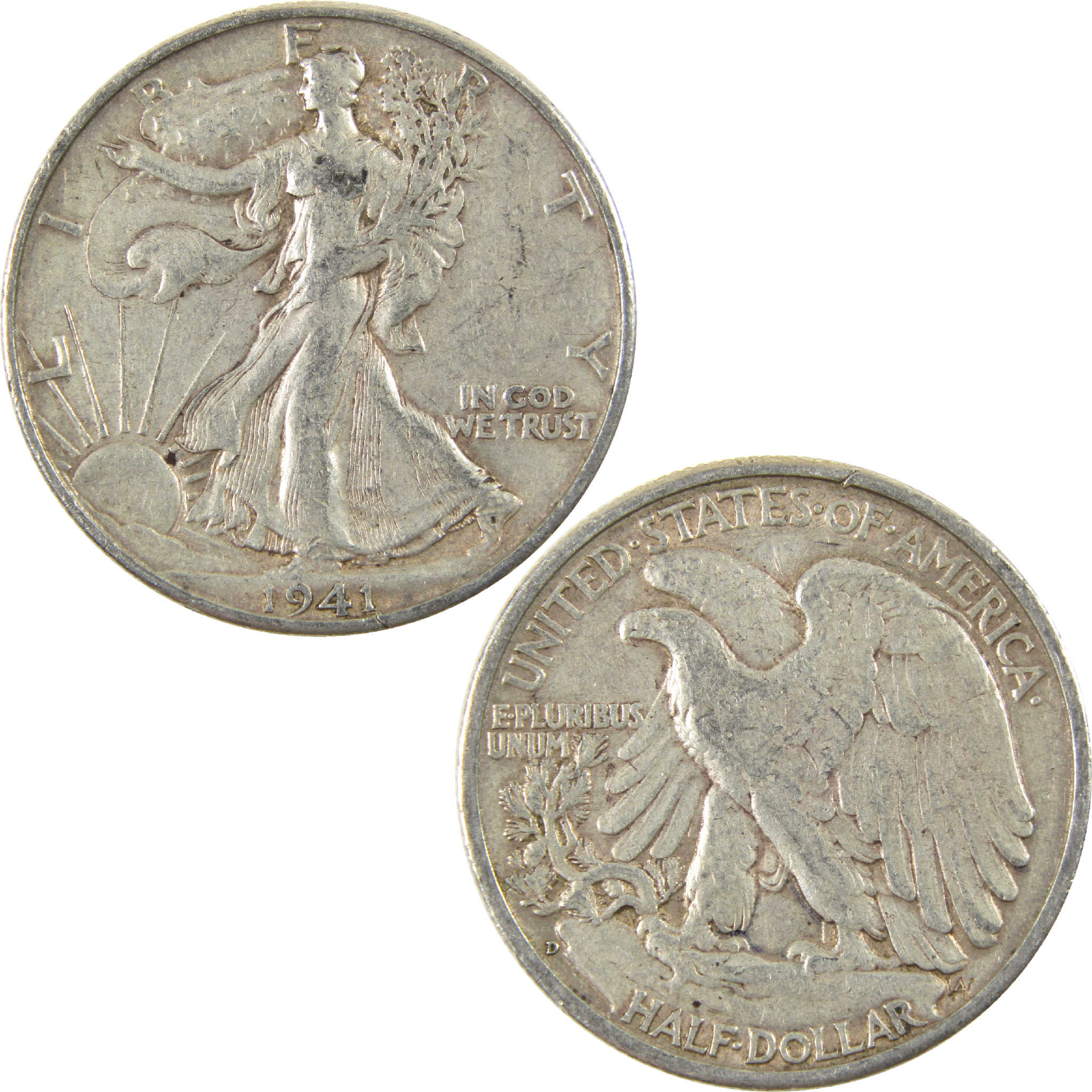 1941 D Liberty Walking Half Dollar XF EF Extremely Fine Silver 50c