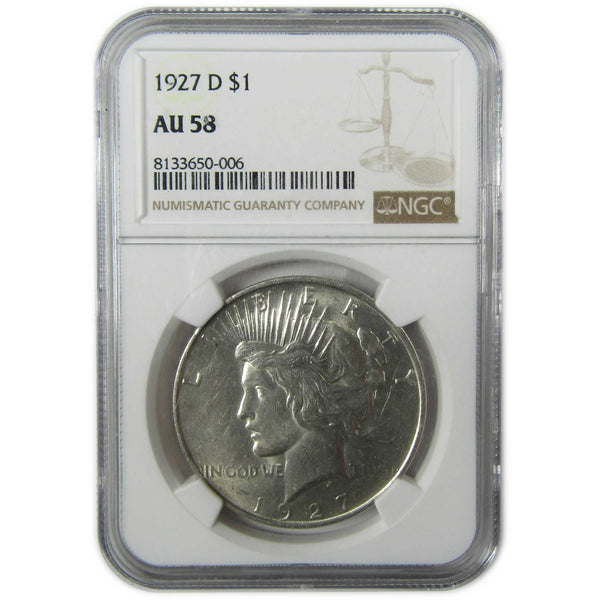 1927 D Peace Silver Dollar AU 58 NGC $1 Coin Collectible SKU:I26715