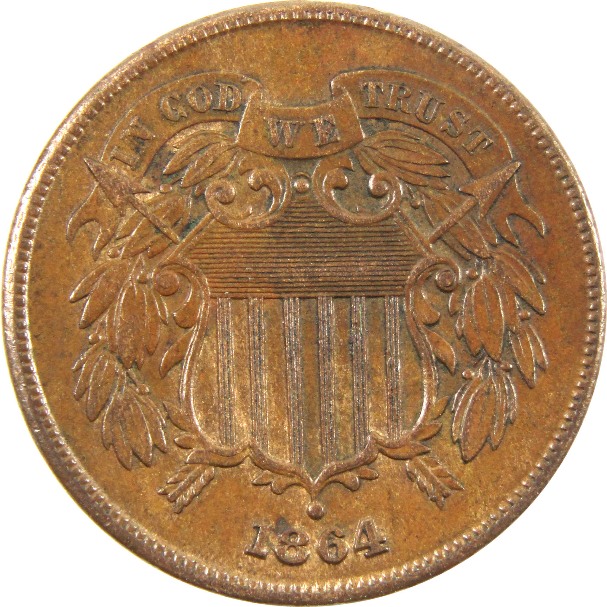 1864 Large Motto Two Cent Piece CH AU 2c SKU:I10666