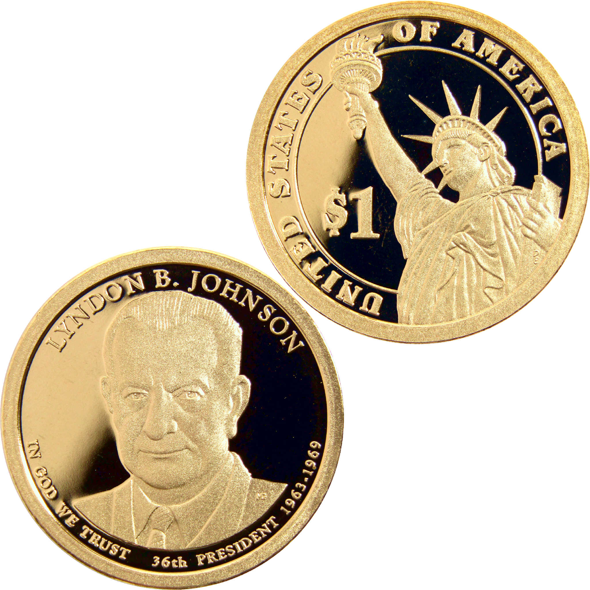 2015 S Lyndon B Johnson Presidential Dollar Choice Proof $1 Coin