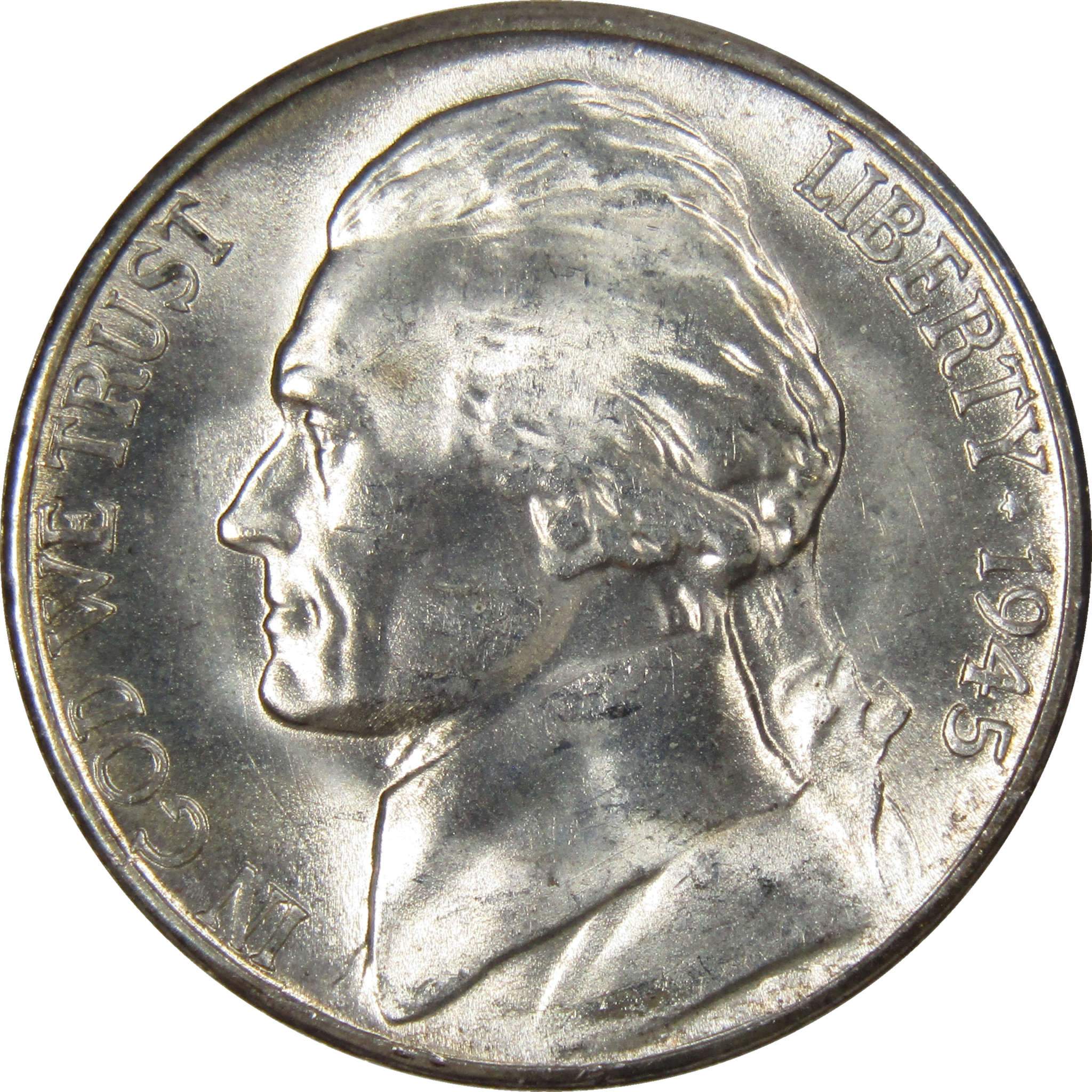 1945 S Jefferson Wartime Nickel BU Uncirculated Mint State 35% Silver 5c US Coin