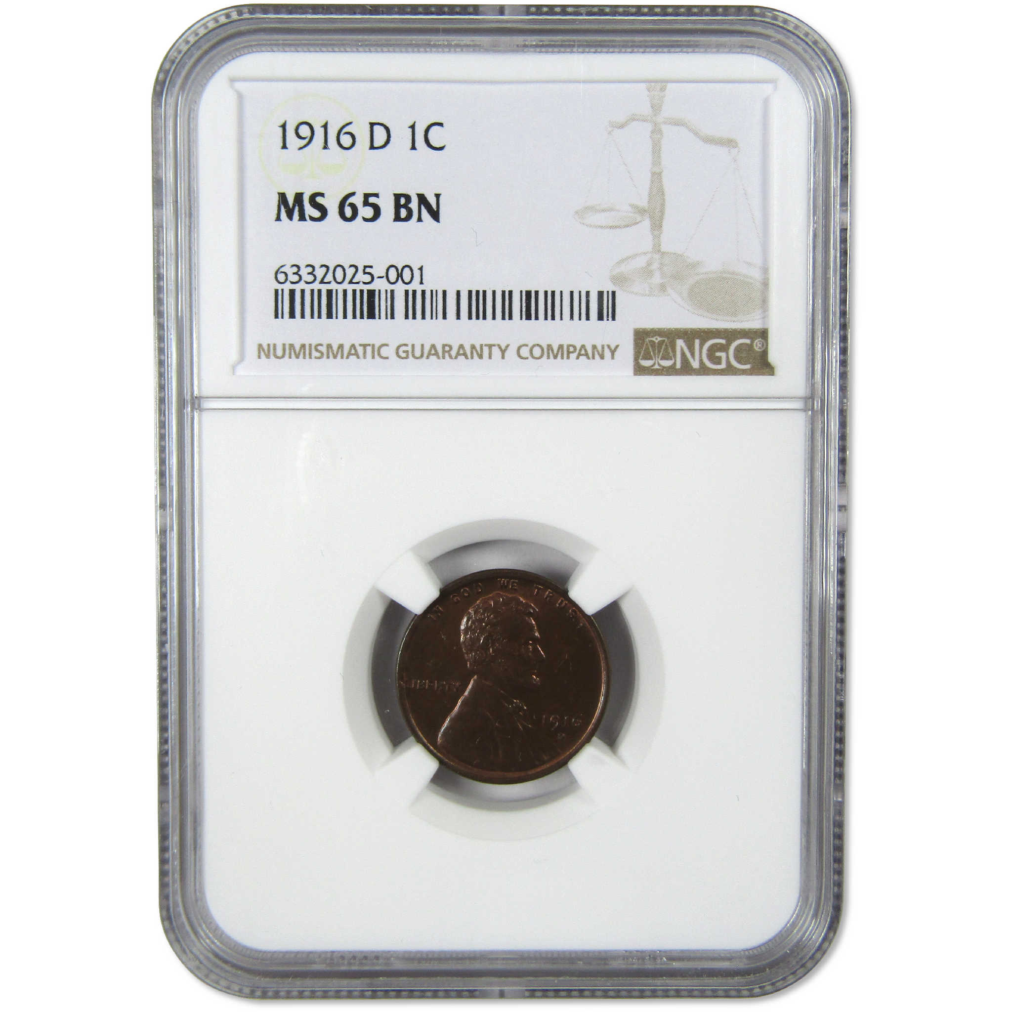 1916 D Lincoln Wheat Cent MS 65 BN NGC Penny Uncirculated 1c Coin