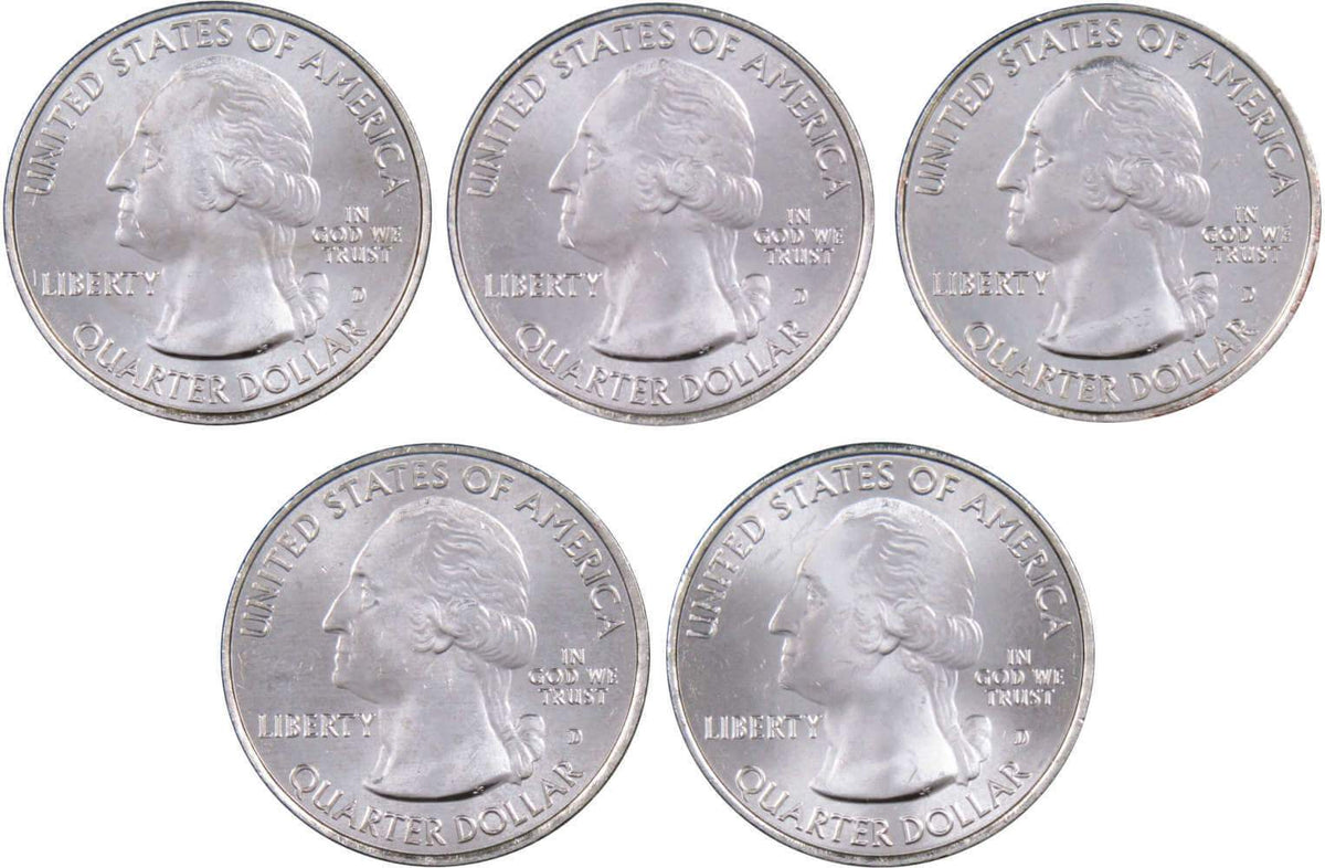2017 D Quarter 5 Coin Set Clad Uncirculated Mint State 25c Collectible