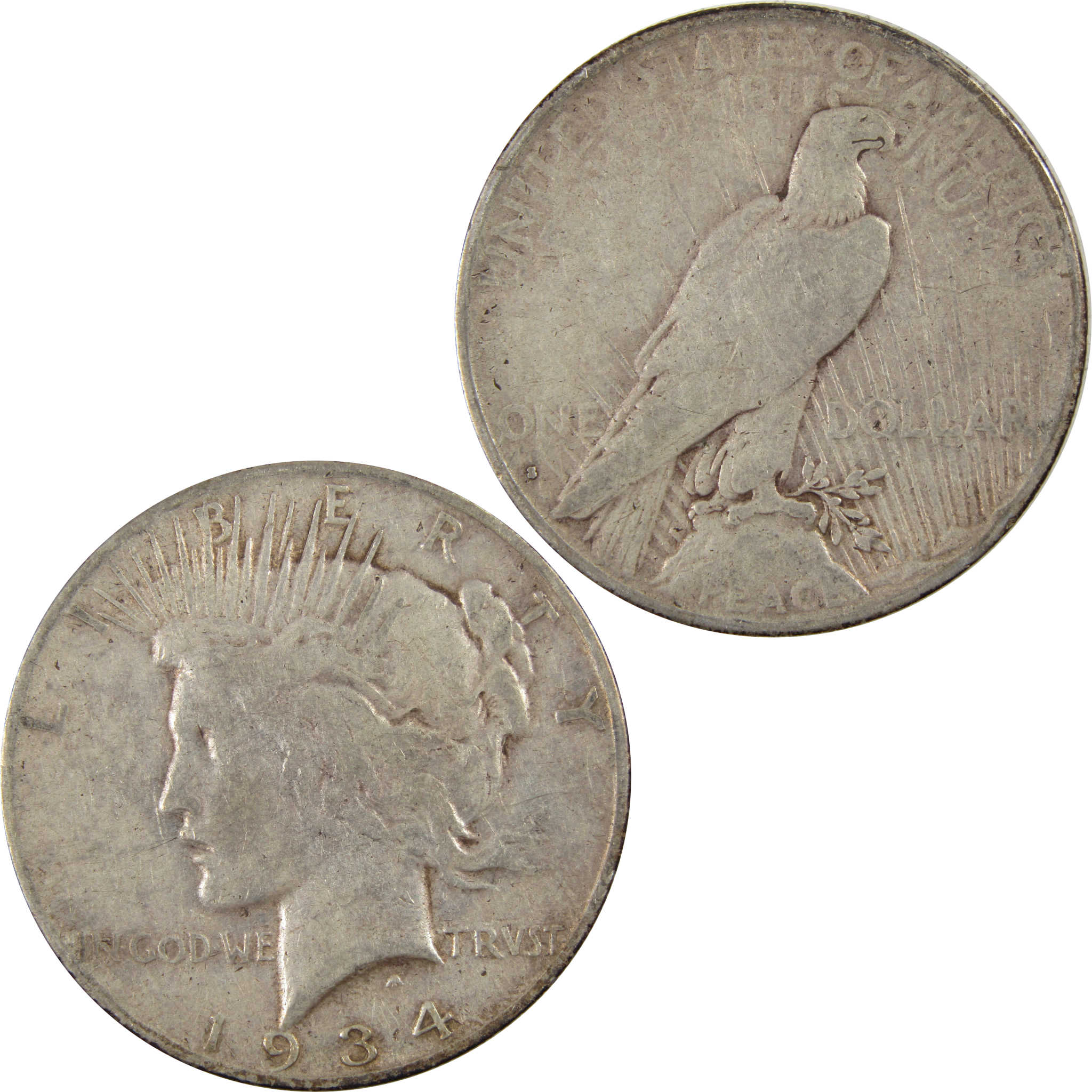 1934 S Peace Dollar VG Very Good 90% Silver $1 Coin SKU:I7851