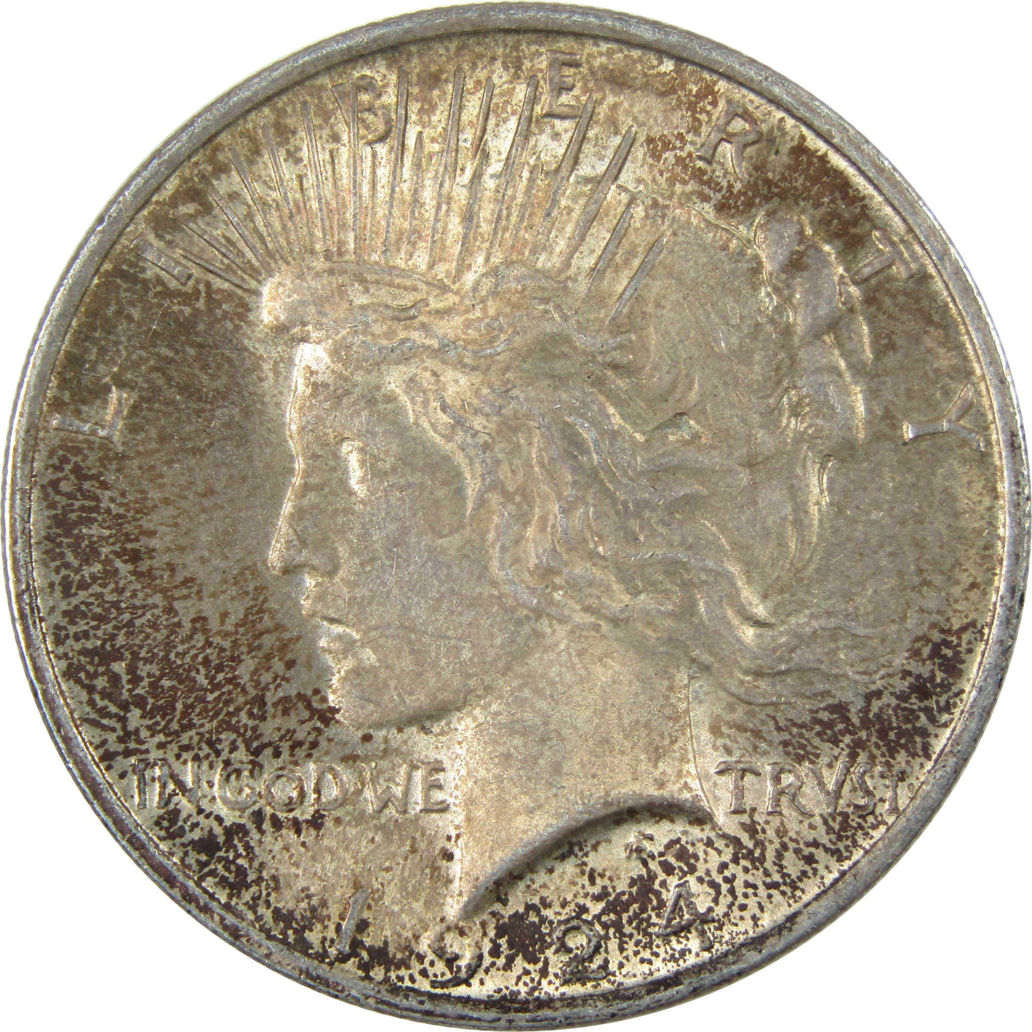 1924 Peace Dollar AU About Uncirculated Silver $1 Coin SKU:I15097