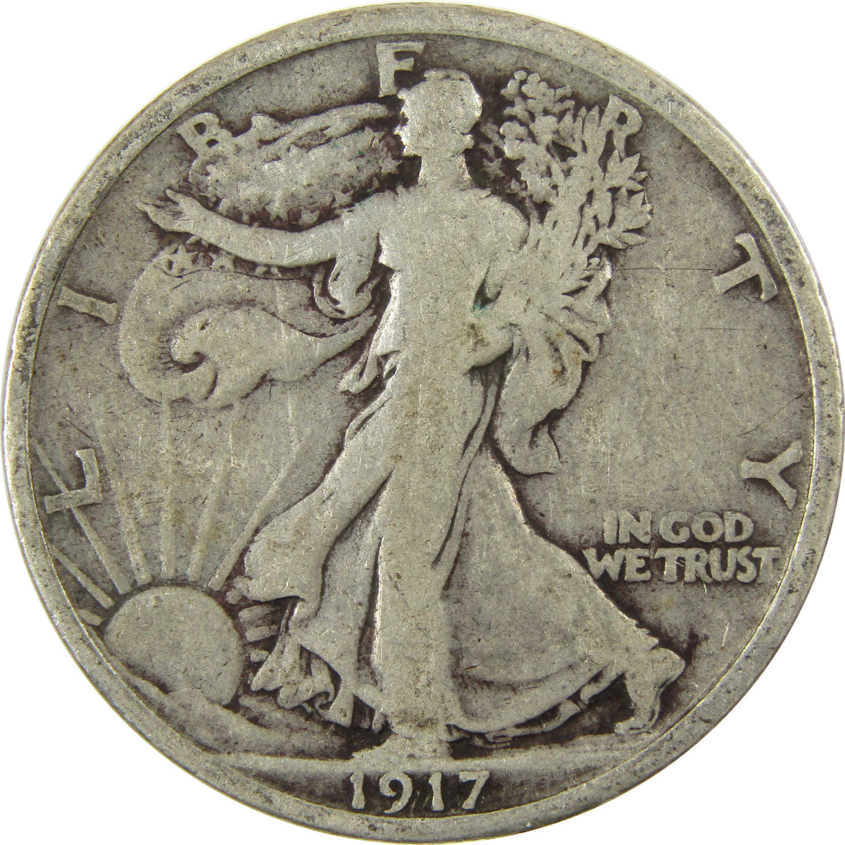1917 Liberty Walking Silver Half Dollar VG Very Good Coin SKU:I29028