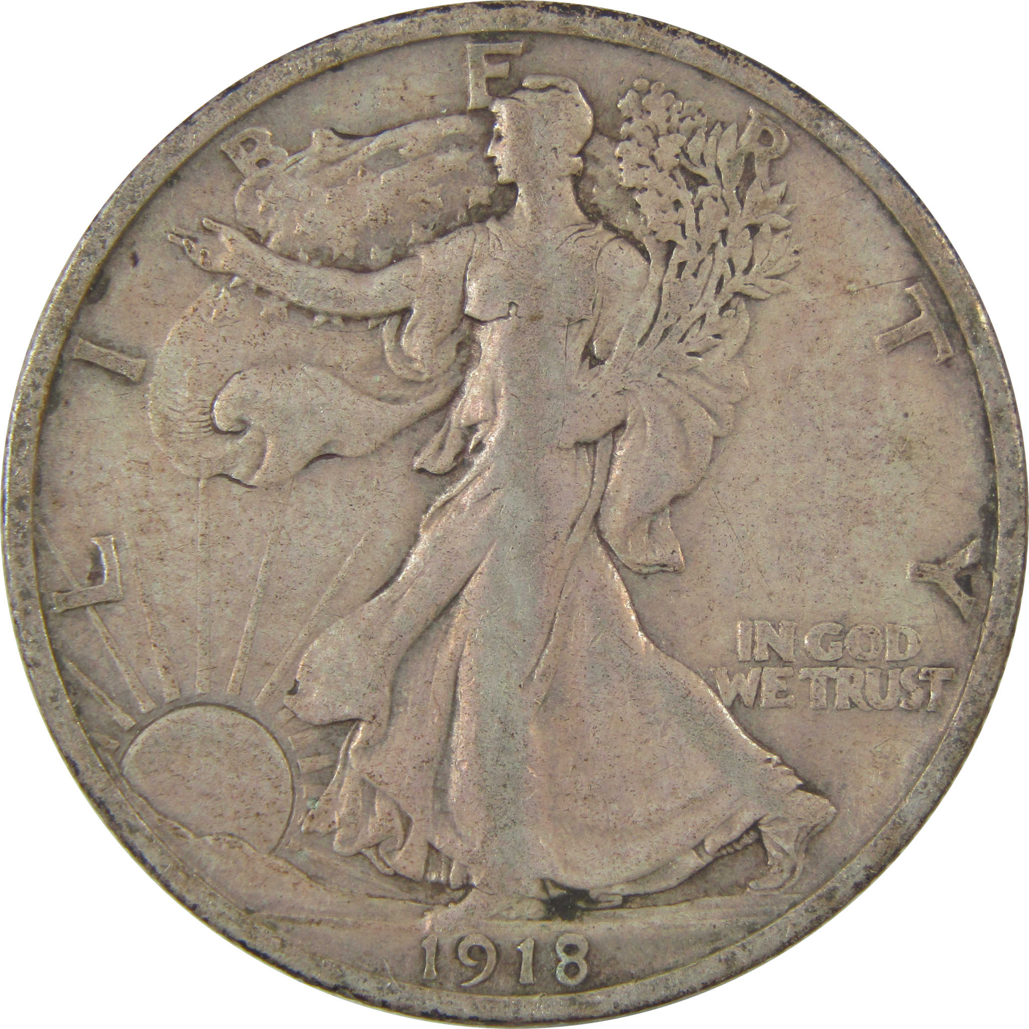 1918 S Liberty Walking Silver Half Dollar VF Very Fine Coin SKU:I24118