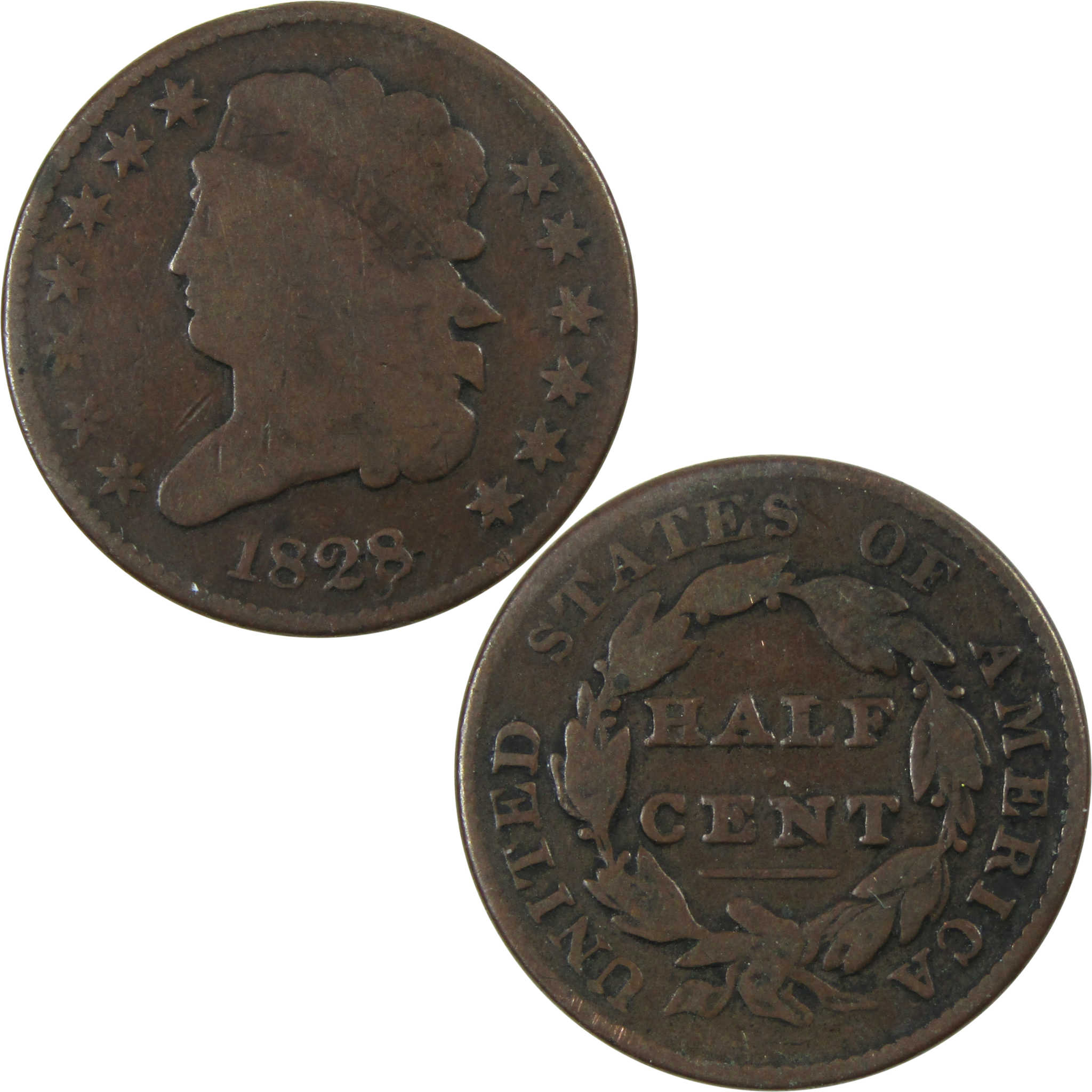 1828 13 Stars Classic Head Half Cent G Good Copper 1/2c SKU:I13823