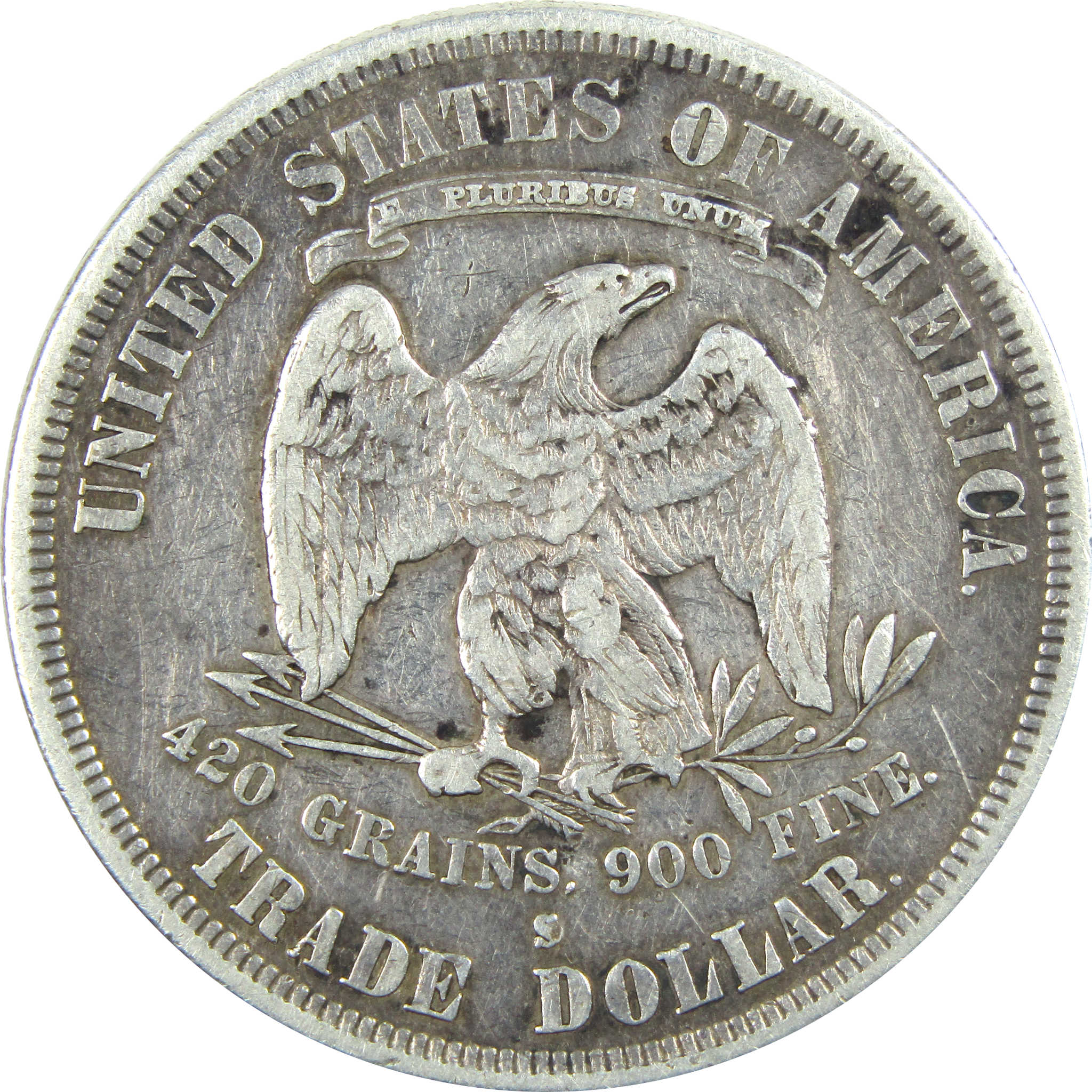 1877 S Trade Dollar VF Very Fine Silver $1 Coin SKU:I14235