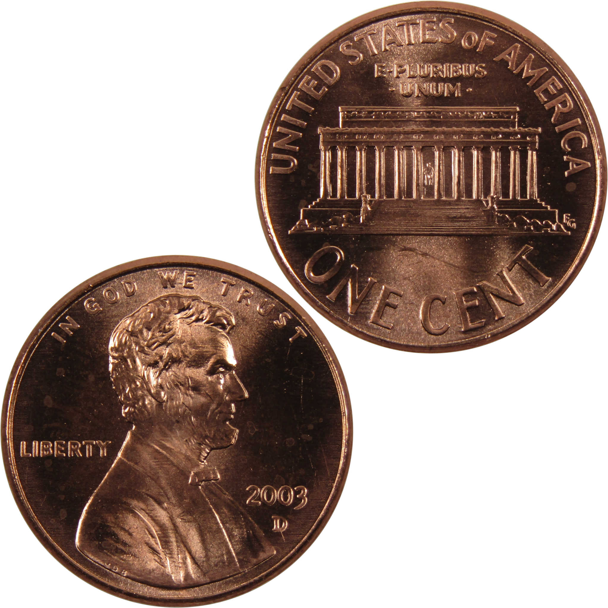 2003 D Lincoln Memorial Cent BU Uncirculated Penny 1c Coin