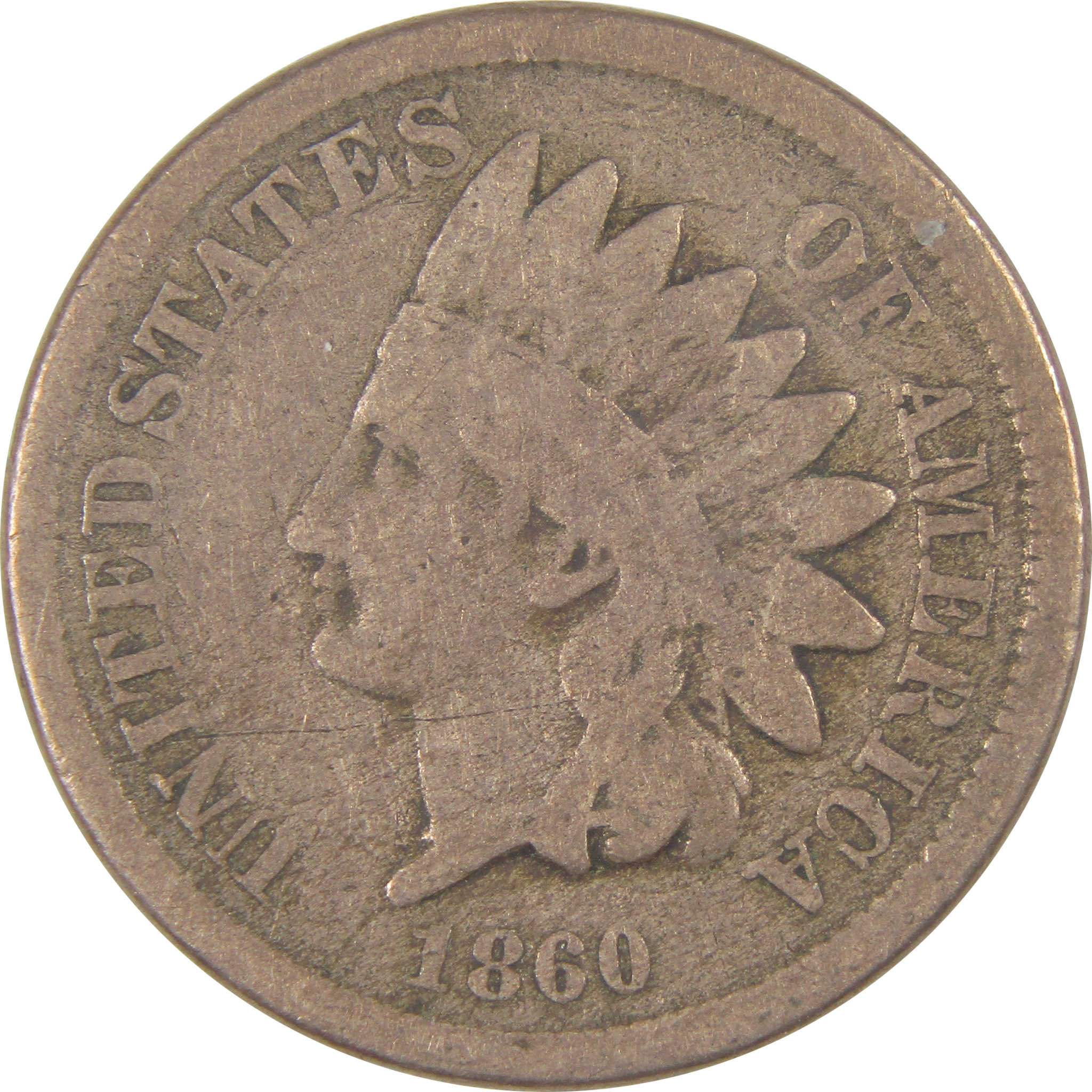 1860 Indian Head Cent G Good Penny 1c Coin SKU:I16803