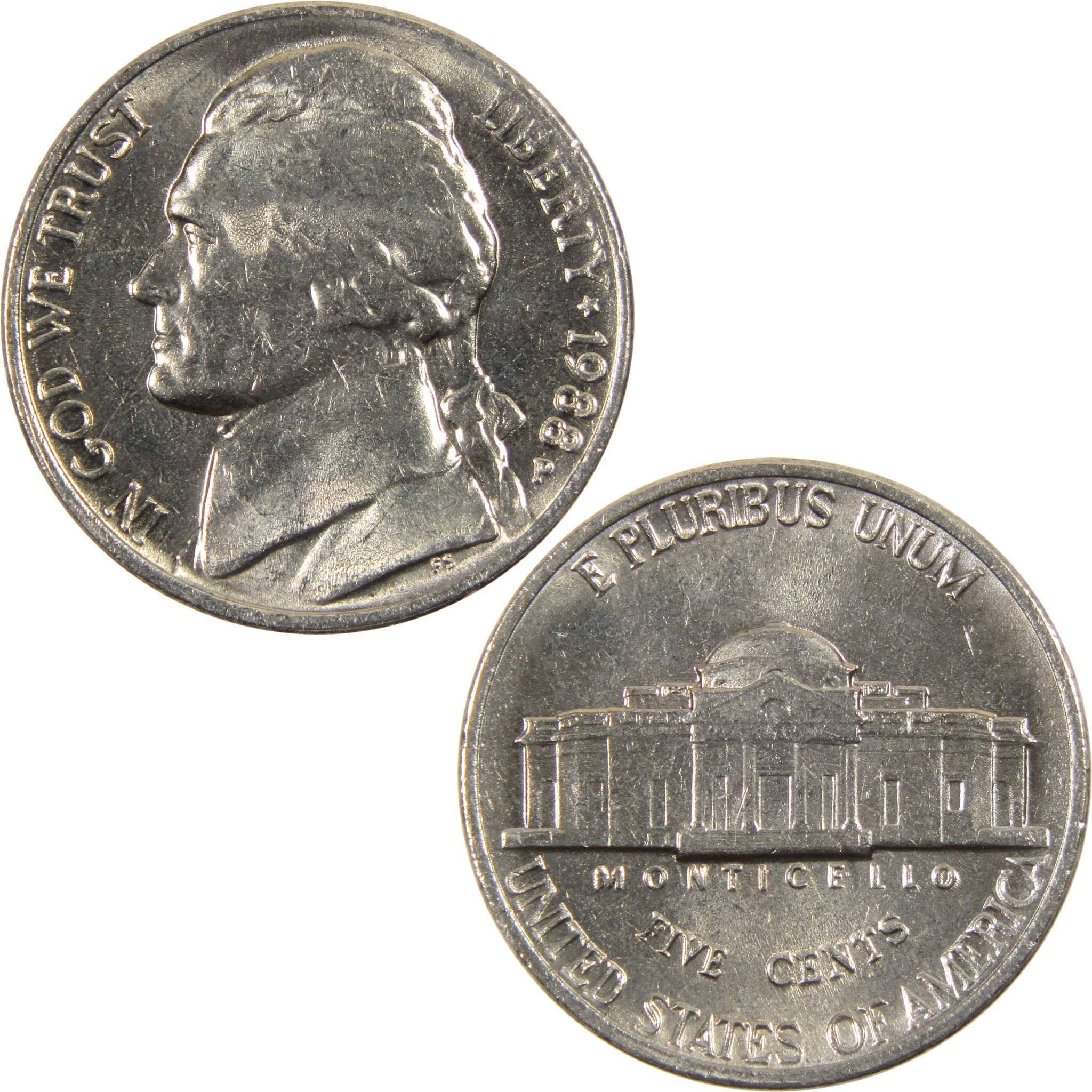 1988 P Jefferson Nickel BU Uncirculated 5c Coin