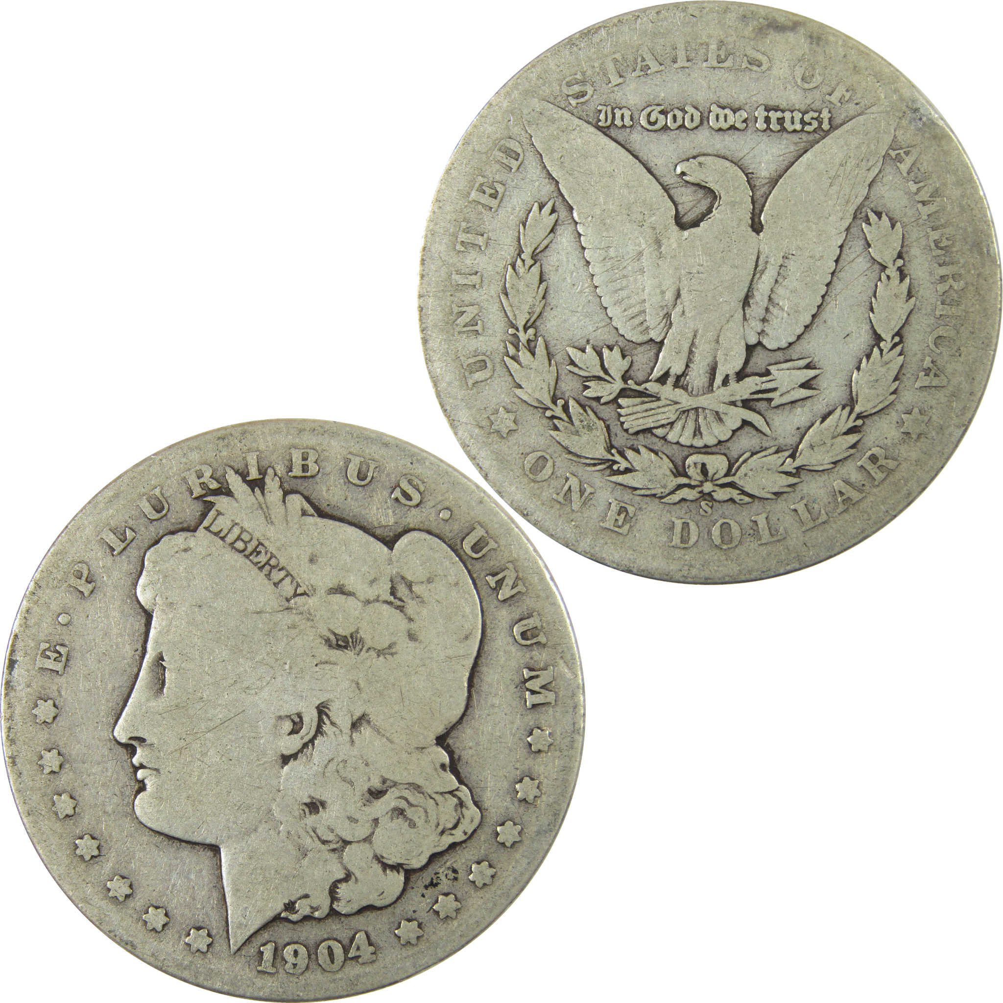 1904 S Morgan Silver Dollar G Good $1 Coin Collectible SKU:CP1639