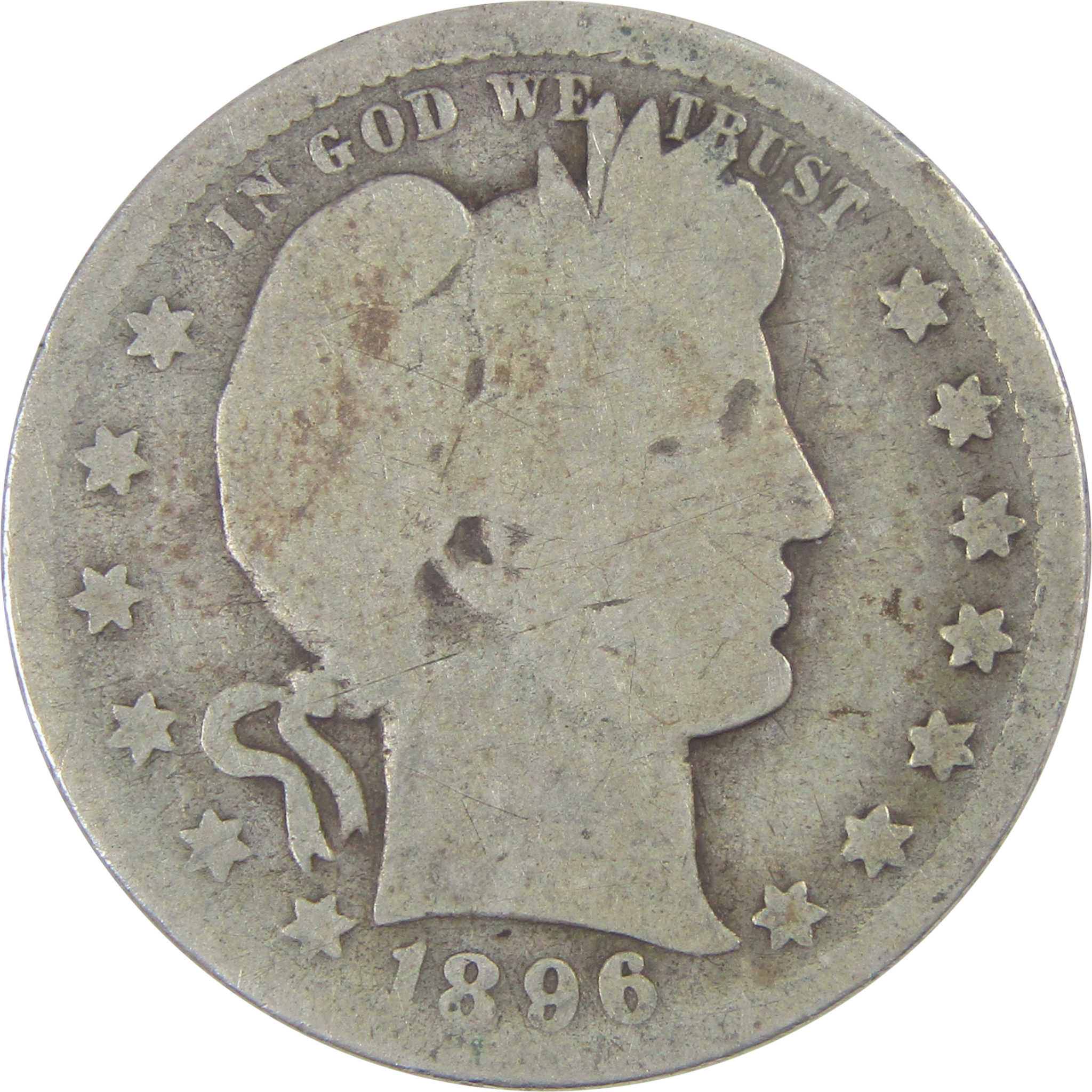 1896 O Barber Quarter G Good Silver 25c Coin SKU:I16667