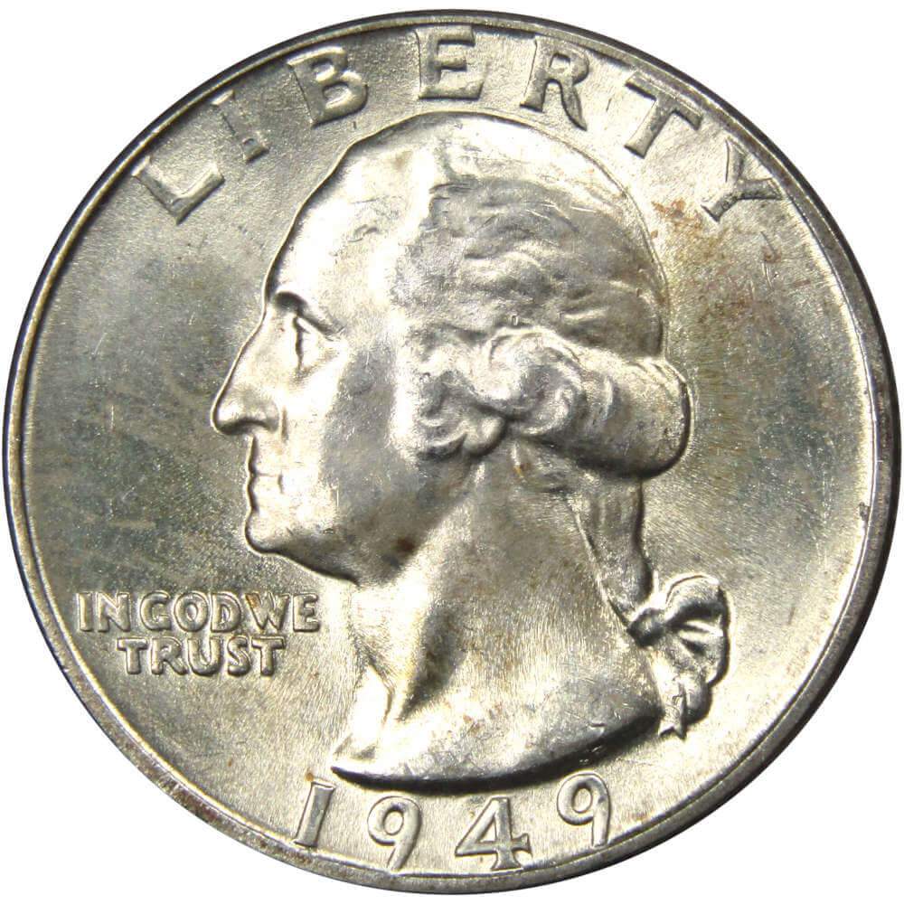 1949 D Washington Quarter BU Uncirculated Mint State 90% Silver 25c US Coin