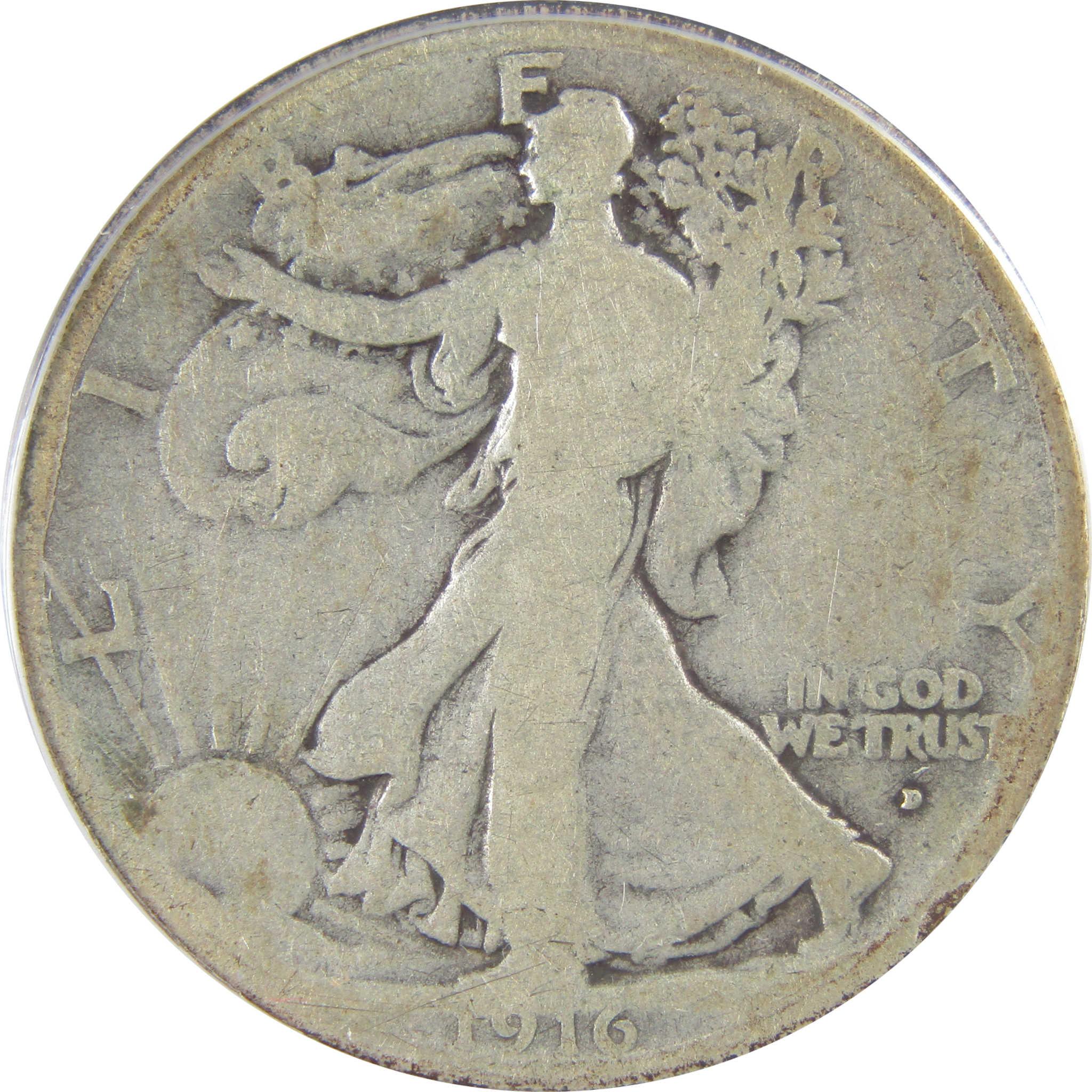 1916 D Liberty Walking Silver Half Dollar AG 3 Detail ANACS SKU:I25475