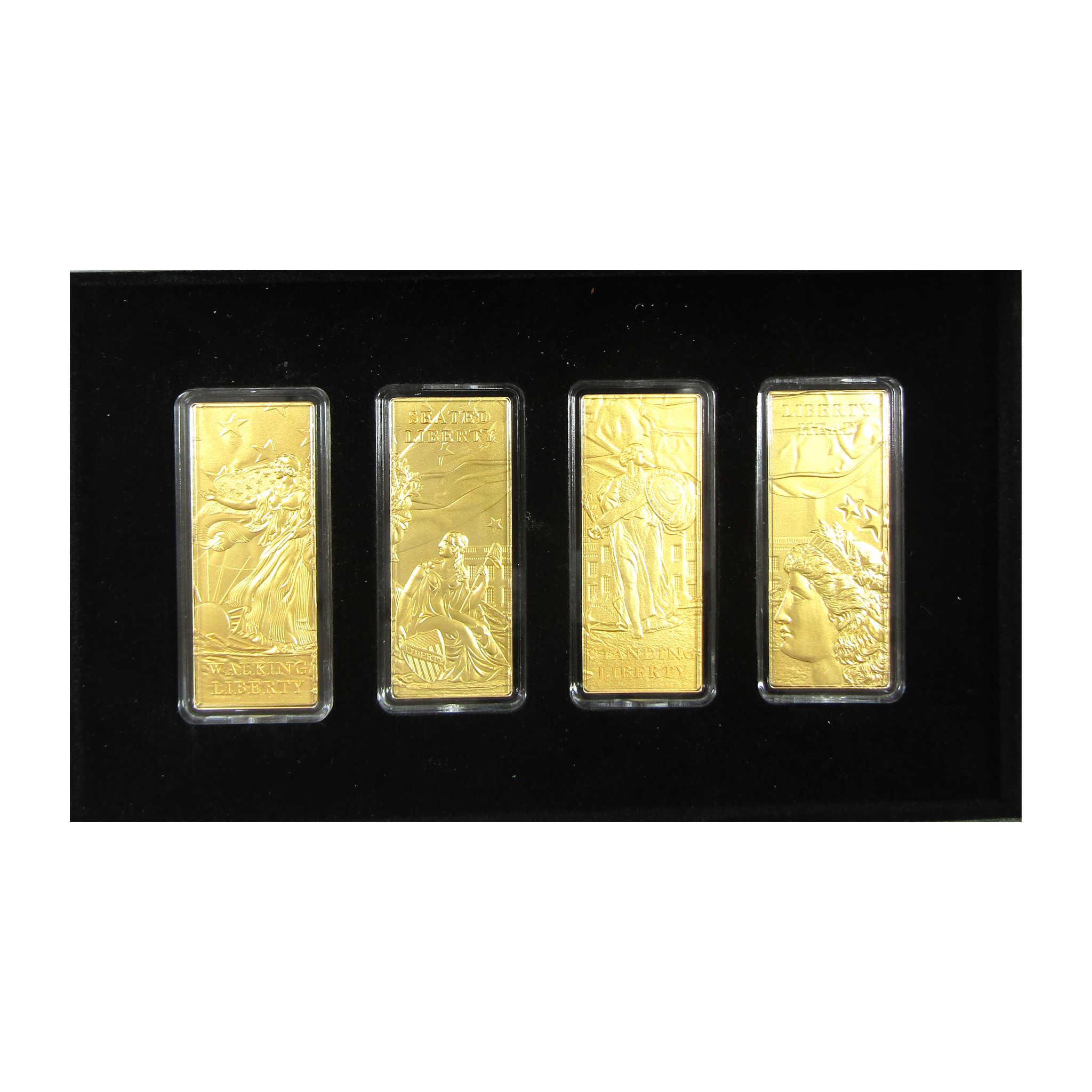 The Lady Liberty 4 Piece Gold Plated Silver Bar Set 2022 SKU:CPC6766